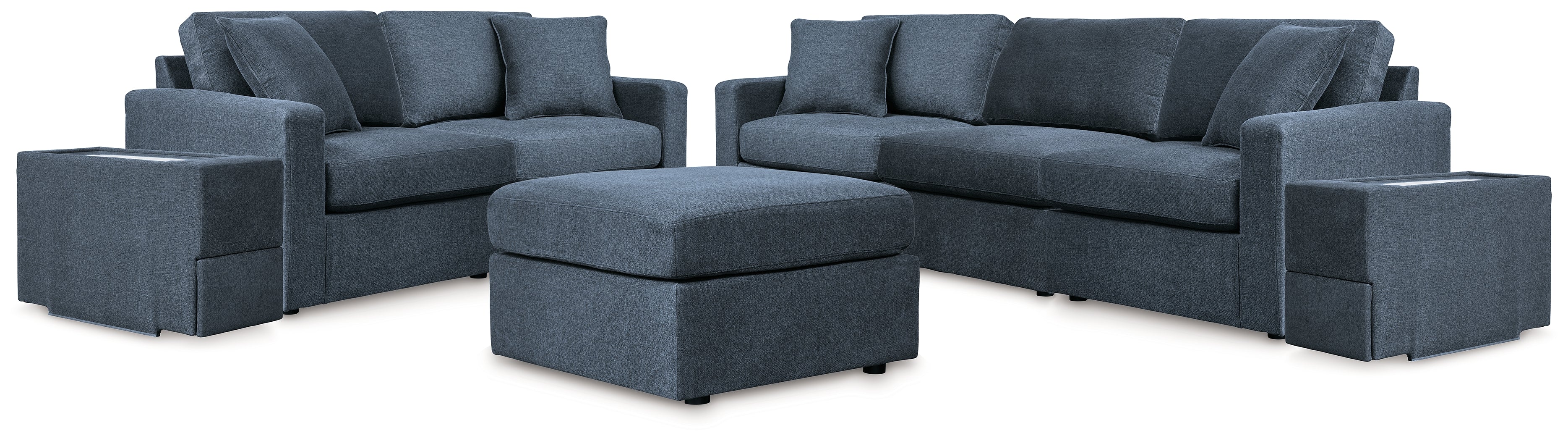 Diamond Furniture - Ashley Furniture - Modmax 4-Piece Sectional Sofa, 3-Piece Sectional Loveseat and Ottoman - 4-Piece Sectional Sofa, 3-Piece Sectional Loveseat and Ottoman / Ink - 92101U24