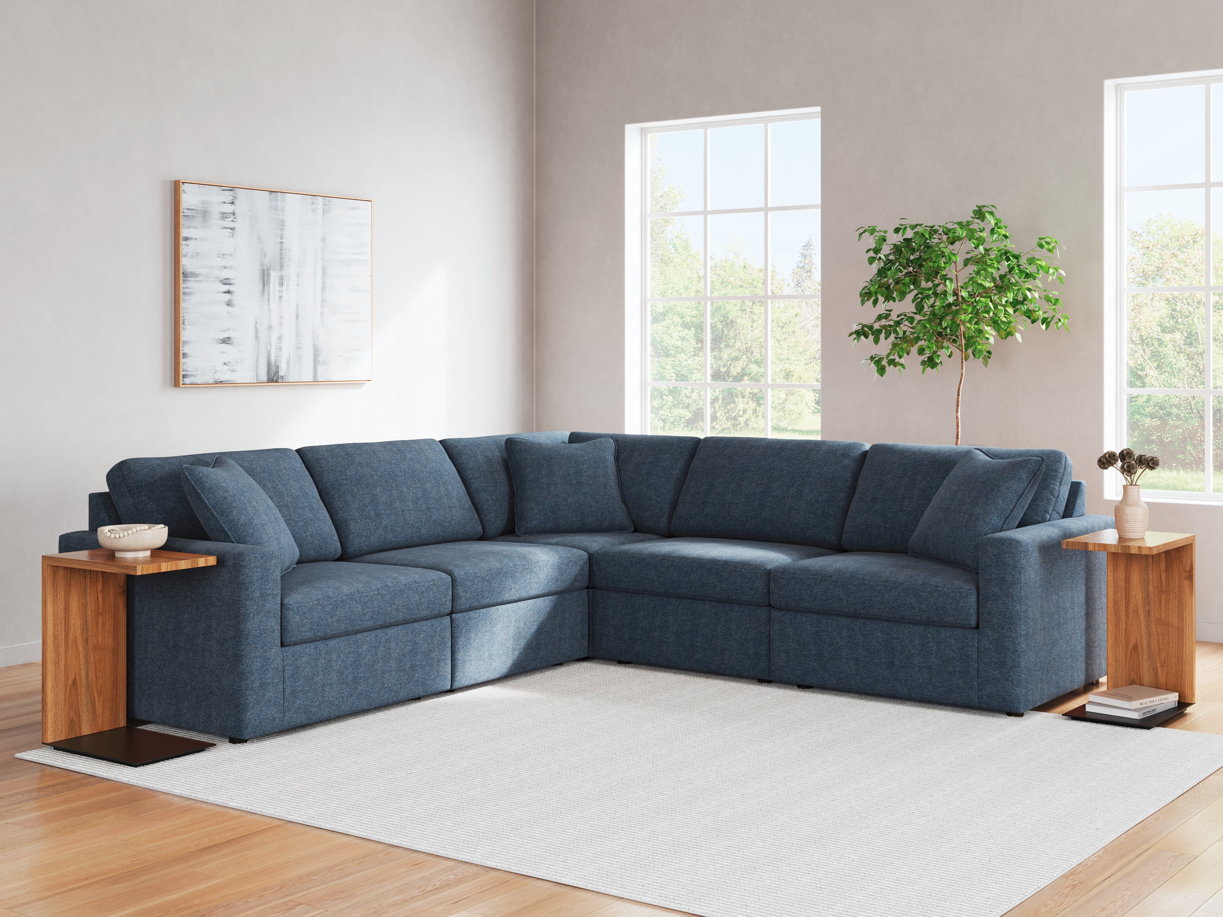 Diamond Furniture - Ashley Furniture - Modmax Sectional - RAF 5-Piece Sectional / Ink - 92101S6