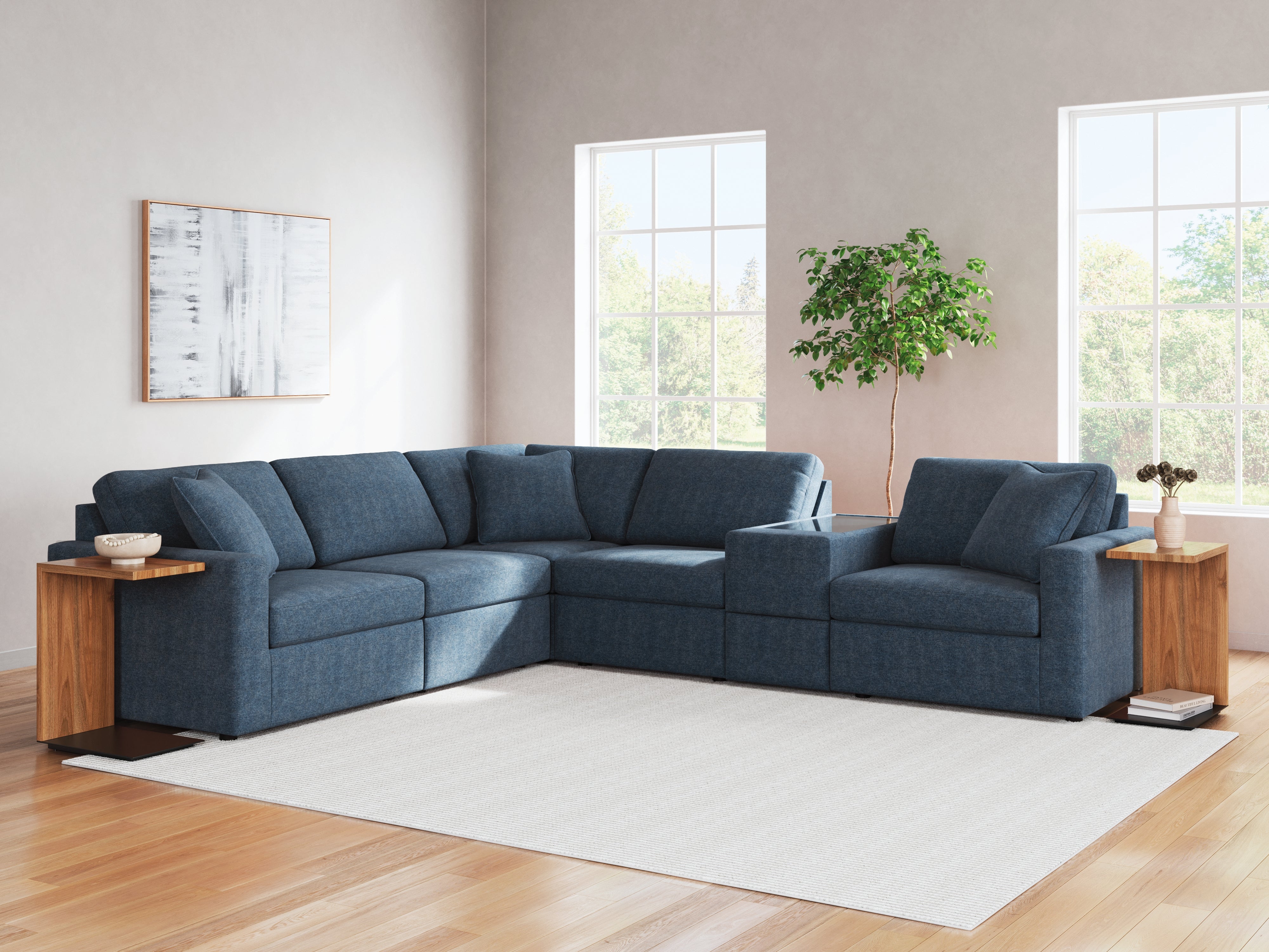 Diamond Furniture - Ashley Furniture - Modmax Sectional - RAF 6-Piece Sectional / Ink - 92101S7