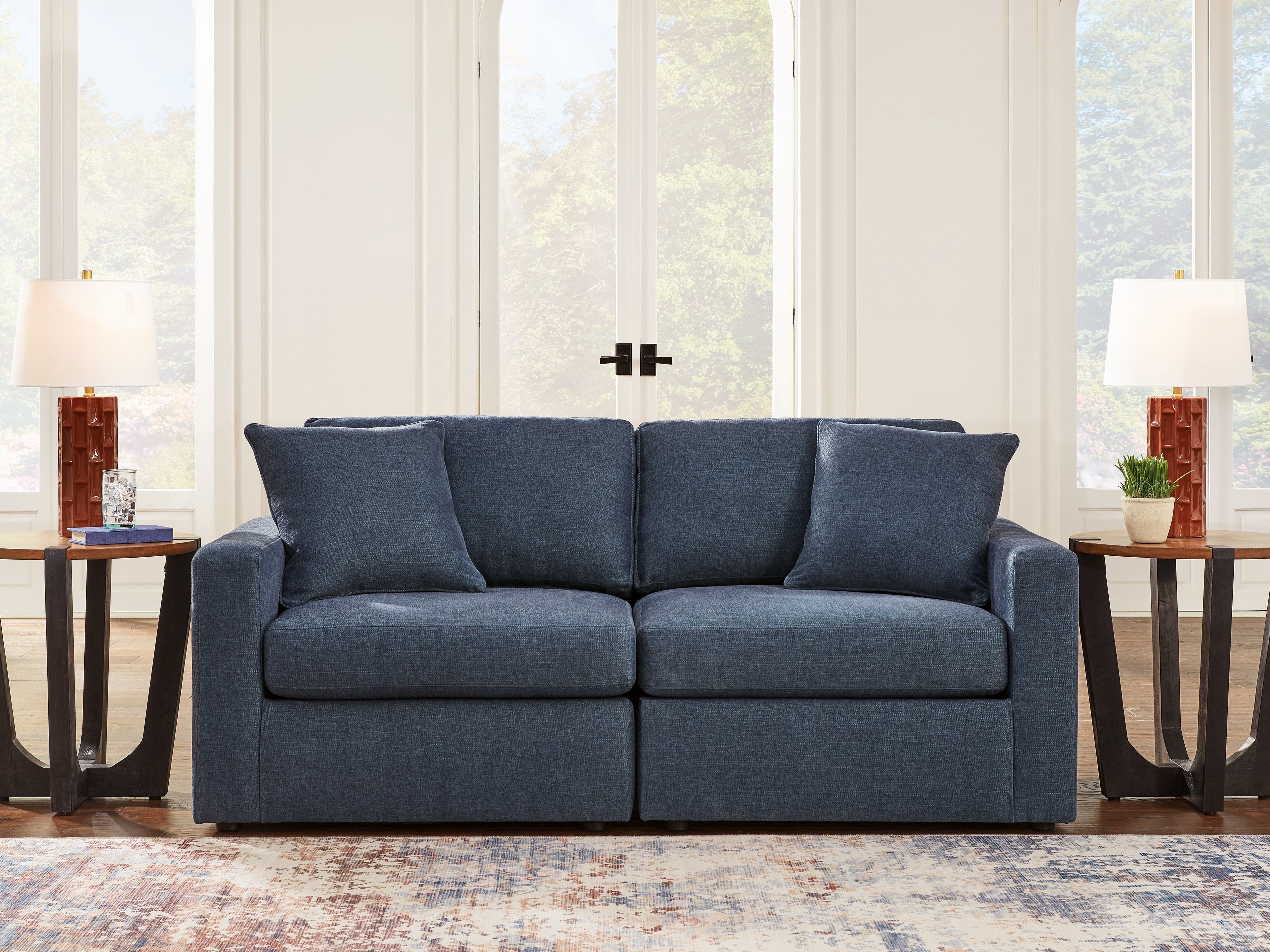 Diamond Furniture - Ashley Furniture - Modmax Sectional - RAF 7-Piece Sectional with Audio Console / Ink - 92121S75
