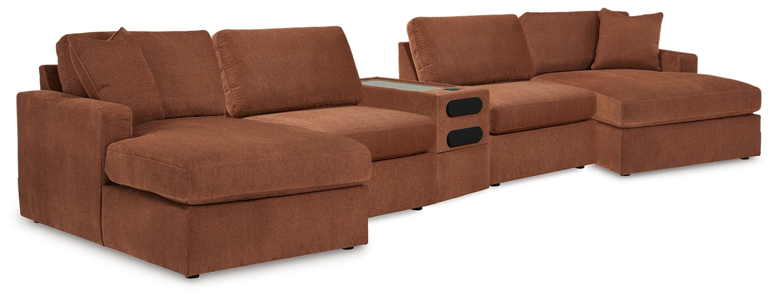 Diamond Furniture - Ashley Furniture - Modmax 5 Piece Sectional with Audio Console - RAF 5 Piece Sectional with Audio Console / Spice - 92102S70