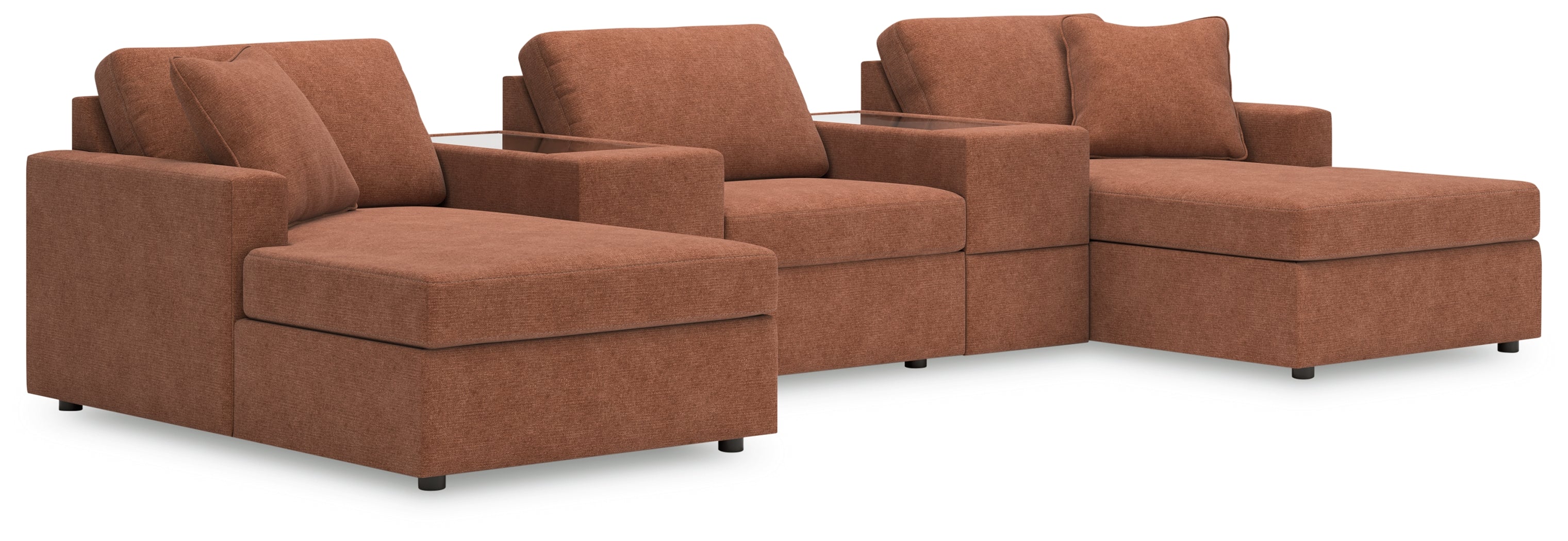 Diamond Furniture - Ashley Furniture - Modmax 5-Piece Pit Sectional - RAF 5-Piece Pit Sectional / Spice - 92102S44