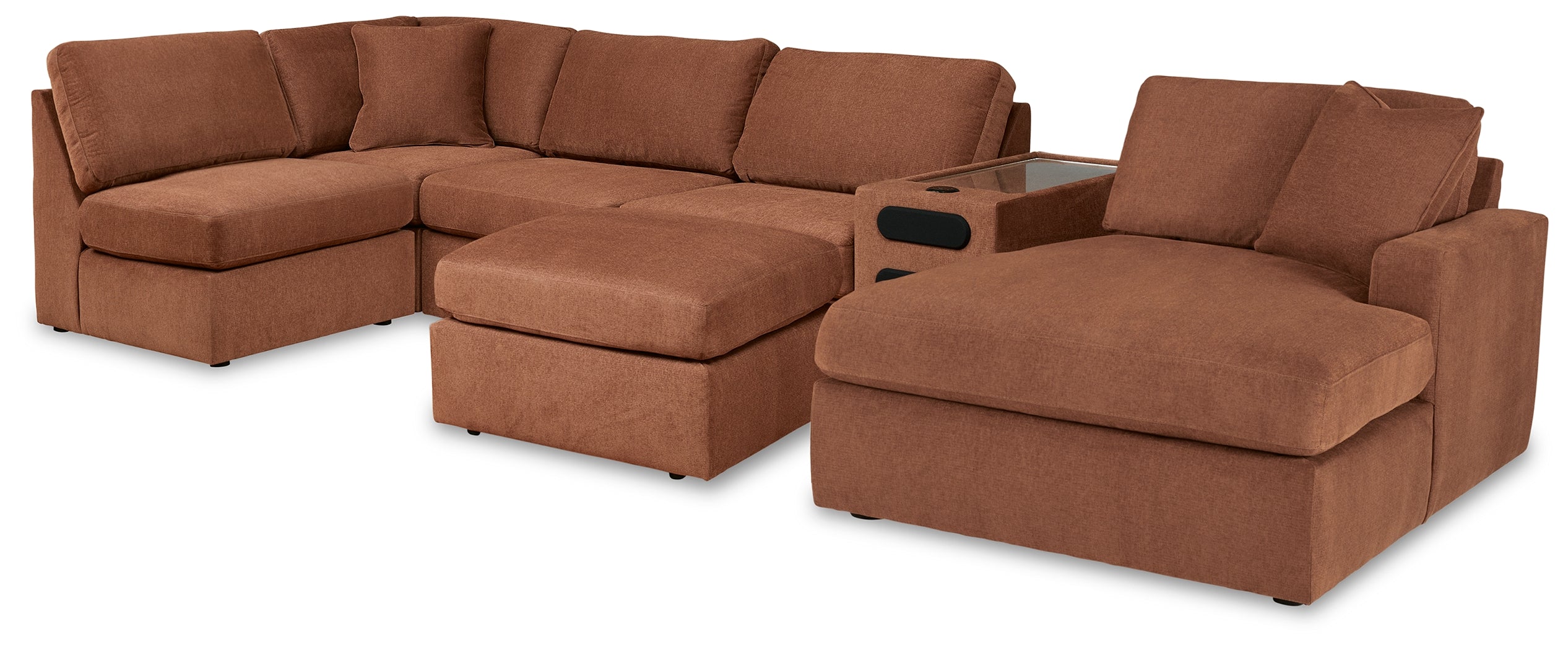 Diamond Furniture - Ashley Furniture - Modmax 6-Piece Sectional with Chaise and Ottoman - 6-Piece Sectional with Chaise and Ottoman / Spice - 92102U10