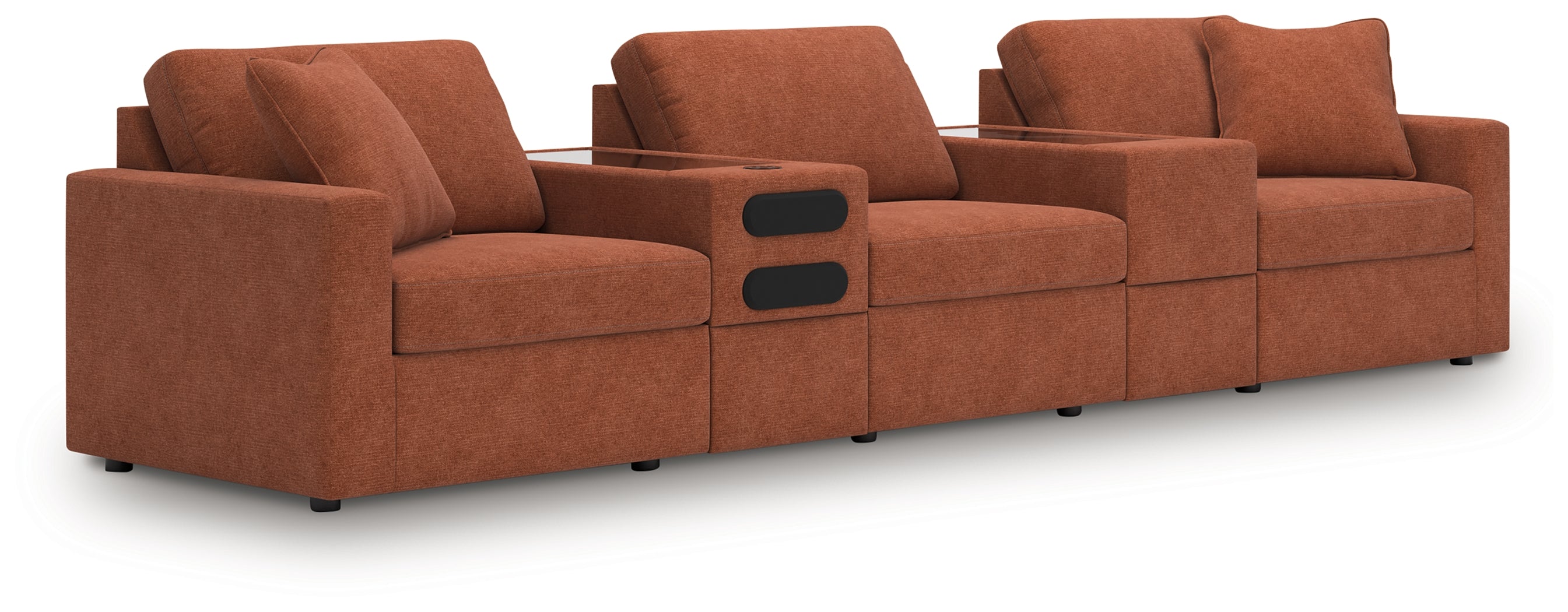 Diamond Furniture - Ashley Furniture - Modmax 5-Piece Sectional with Audio System - RAF 5-Piece Sectional with Audio System / Spice - 92102S64