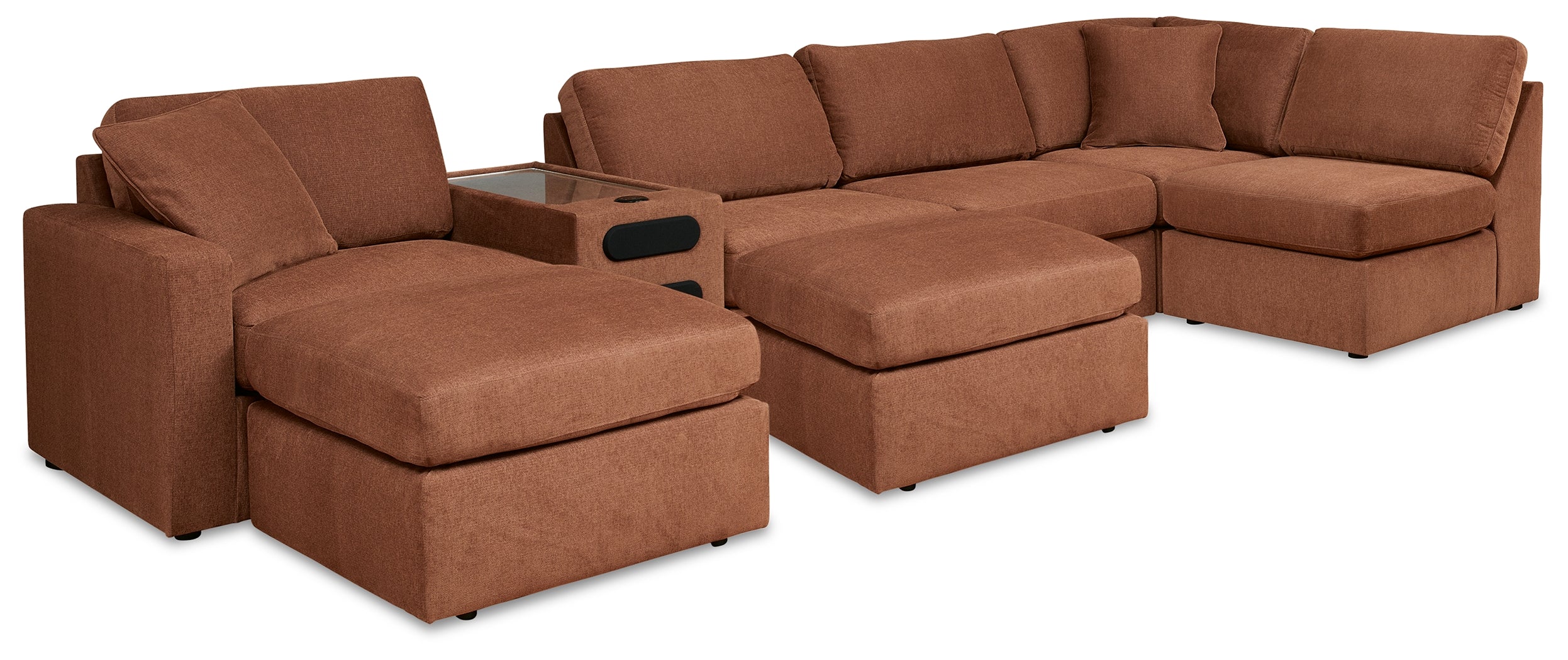 Diamond Furniture - Ashley Furniture - Modmax 6-Piece Sectional and 2 Ottomans - 6-Piece Sectional and 2 Ottomans / Spice - 92102U8