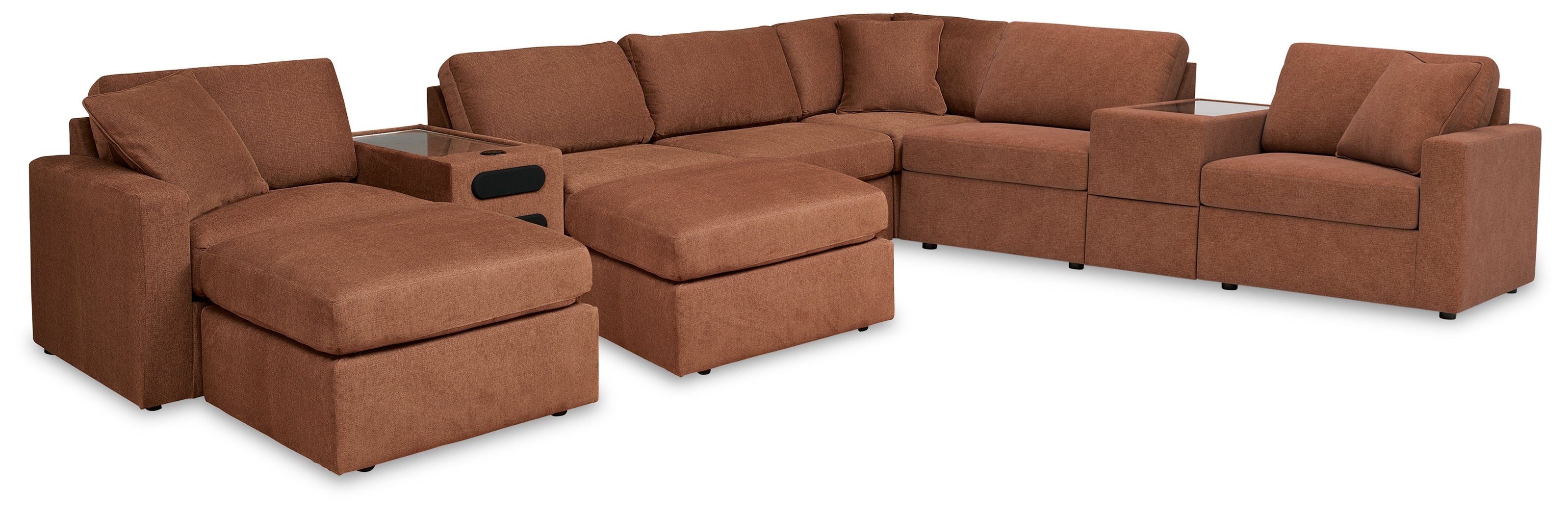 Diamond Furniture - Ashley Furniture - Modmax 8-Piece Sectional and 2 Ottomans - 8-Piece Sectional and 2 Ottomans / Spice - 92102U13