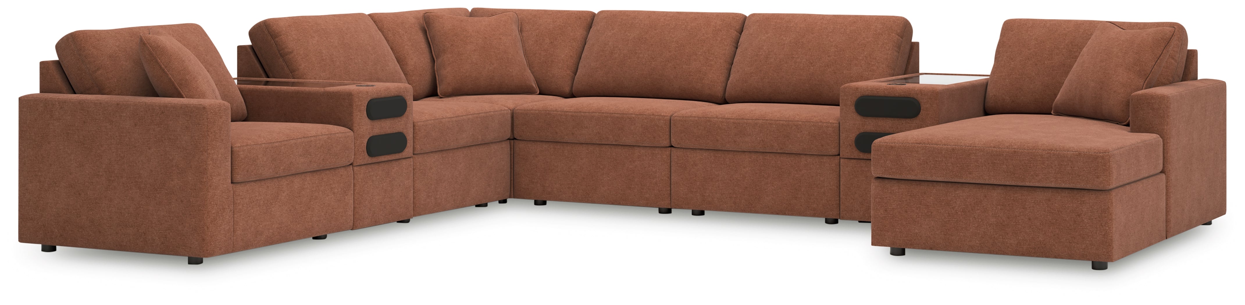 Diamond Furniture - Ashley Furniture - Modmax Sectional - RAF 8-Piece Sectional with Audio System and Chaise / Spice - 92102S48