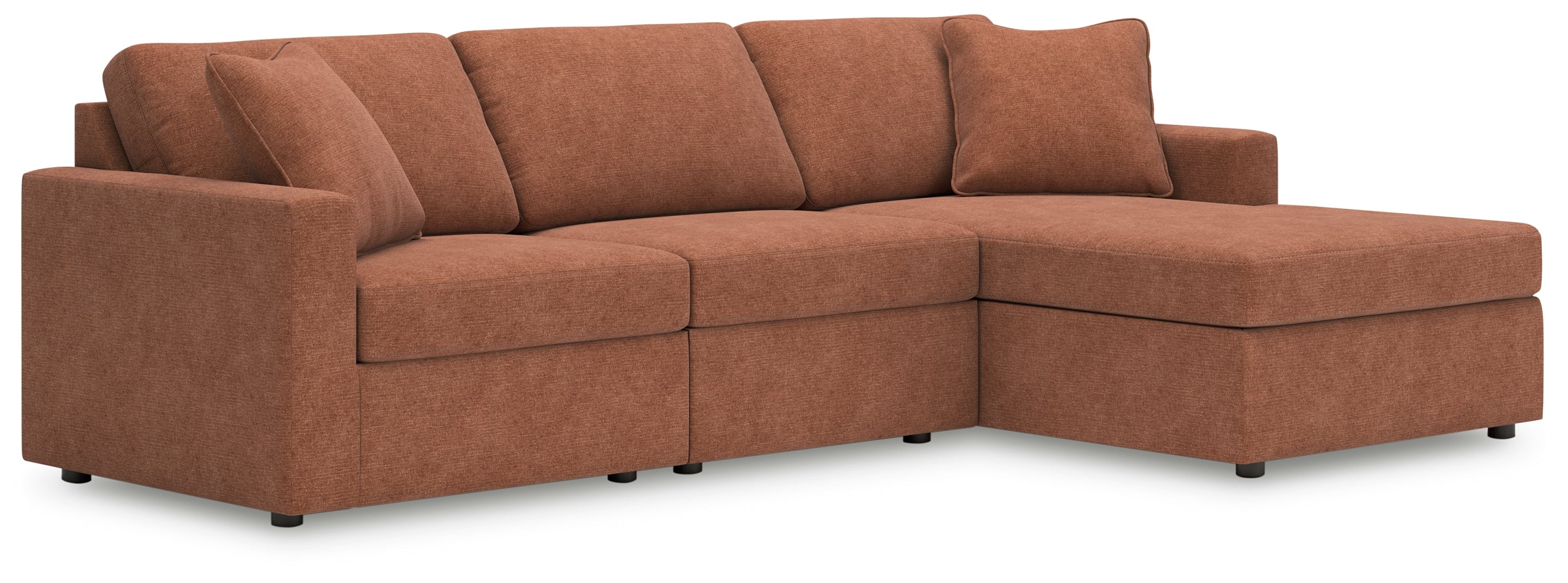 Diamond Furniture - Ashley Furniture - Modmax Sectional - RAF 3-Piece Sectional with Chaise / Spice - 92102S18