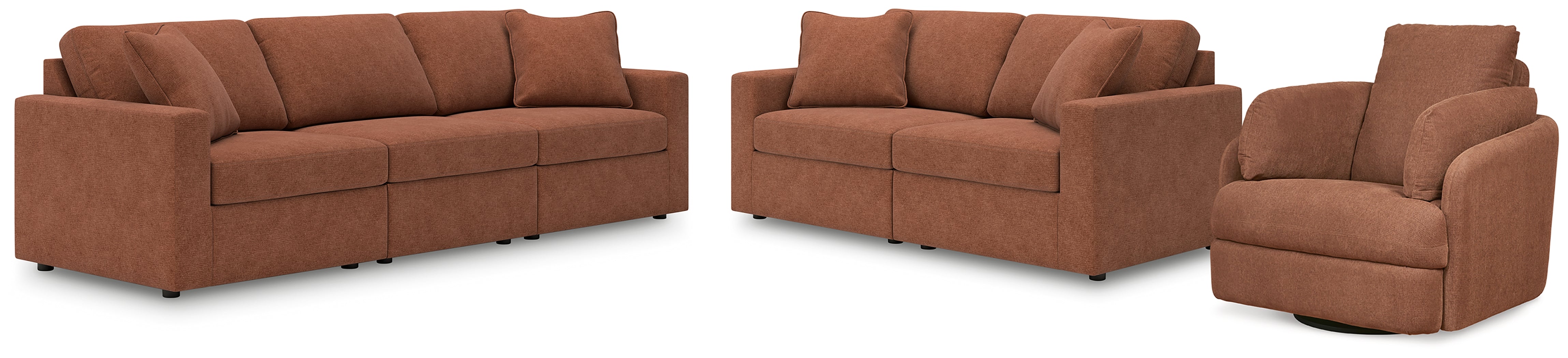 Diamond Furniture - Ashley Furniture - Modmax 3-Piece Sectional Sofa, 2-Piece Sectional Loveseat and Swivel Glider Recliner - 3-Piece Sectional Sofa, 2-Piece Sectional Loveseat and Swivel Glider Recliner / Spice - 92102U21