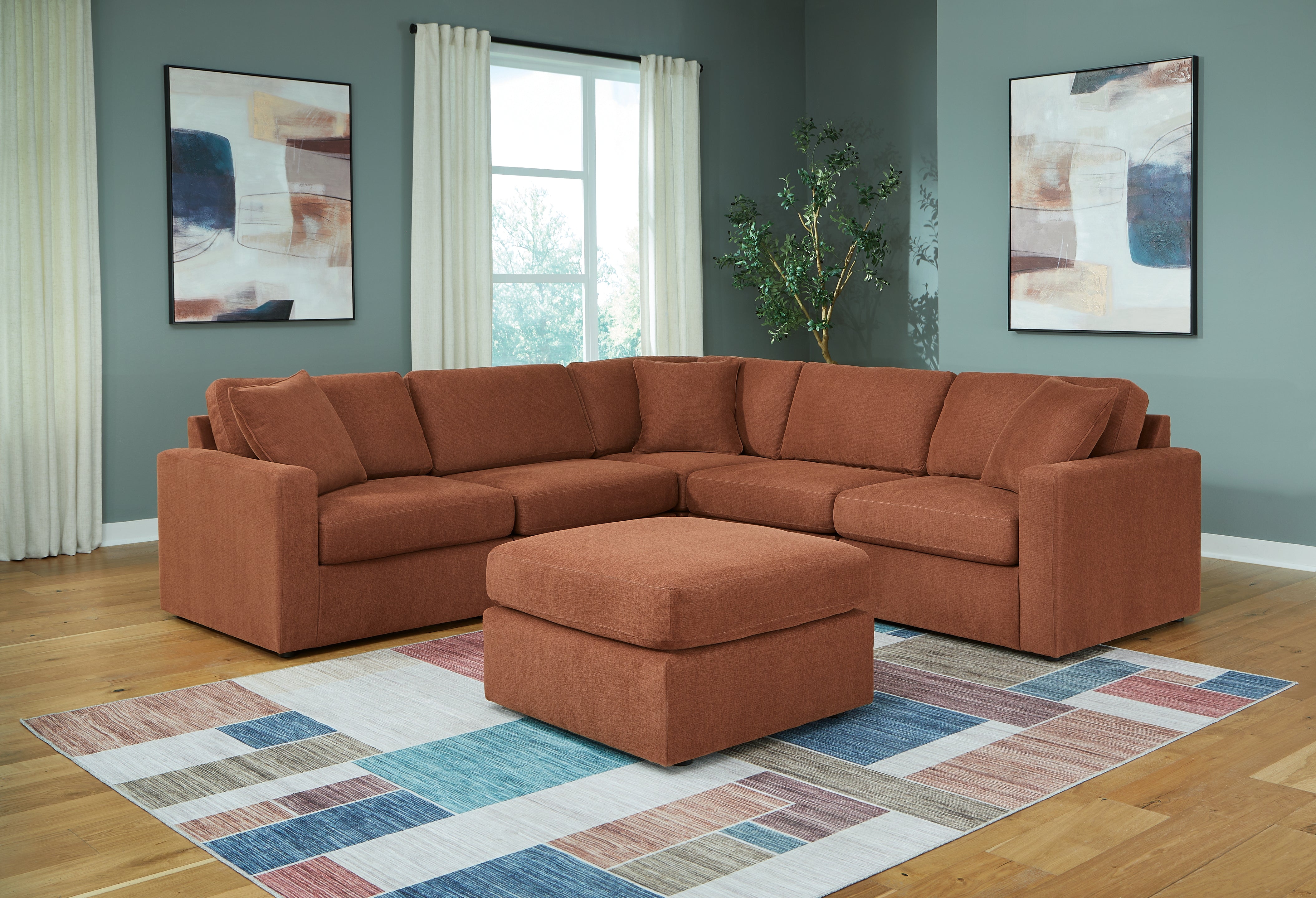 Diamond Furniture - Ashley Furniture - Modmax 5-Piece Sectional and Ottoman - 5-Piece Sectional and Ottoman / Spice - 92102U14