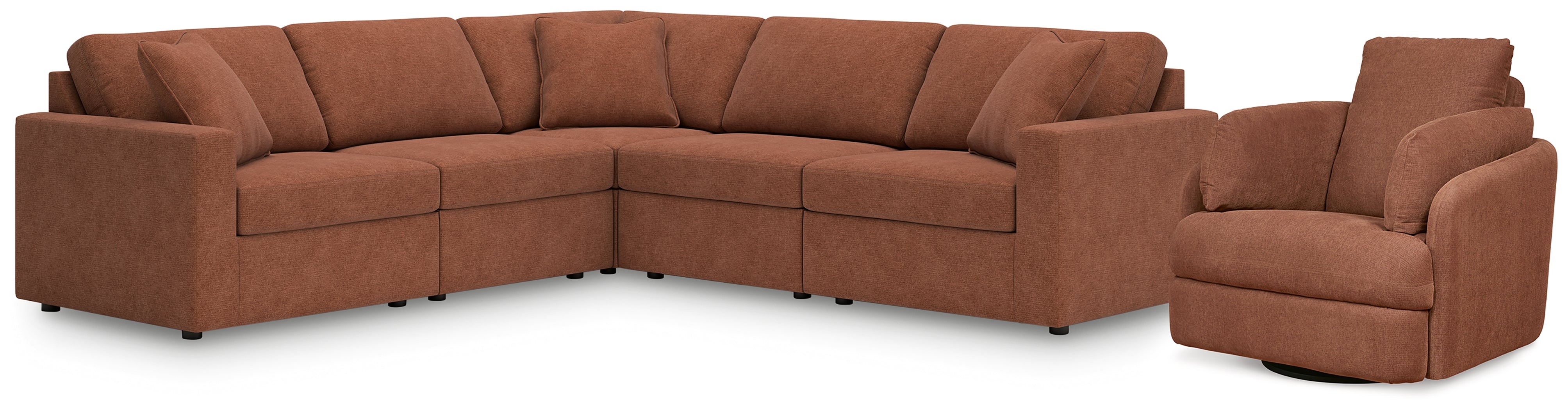 Diamond Furniture - Ashley Furniture - Modmax 5-Piece Sectional and Swivel Glider Recliner - 5-Piece Sectional and Swivel Glider Recliner / Spice - 92102U15