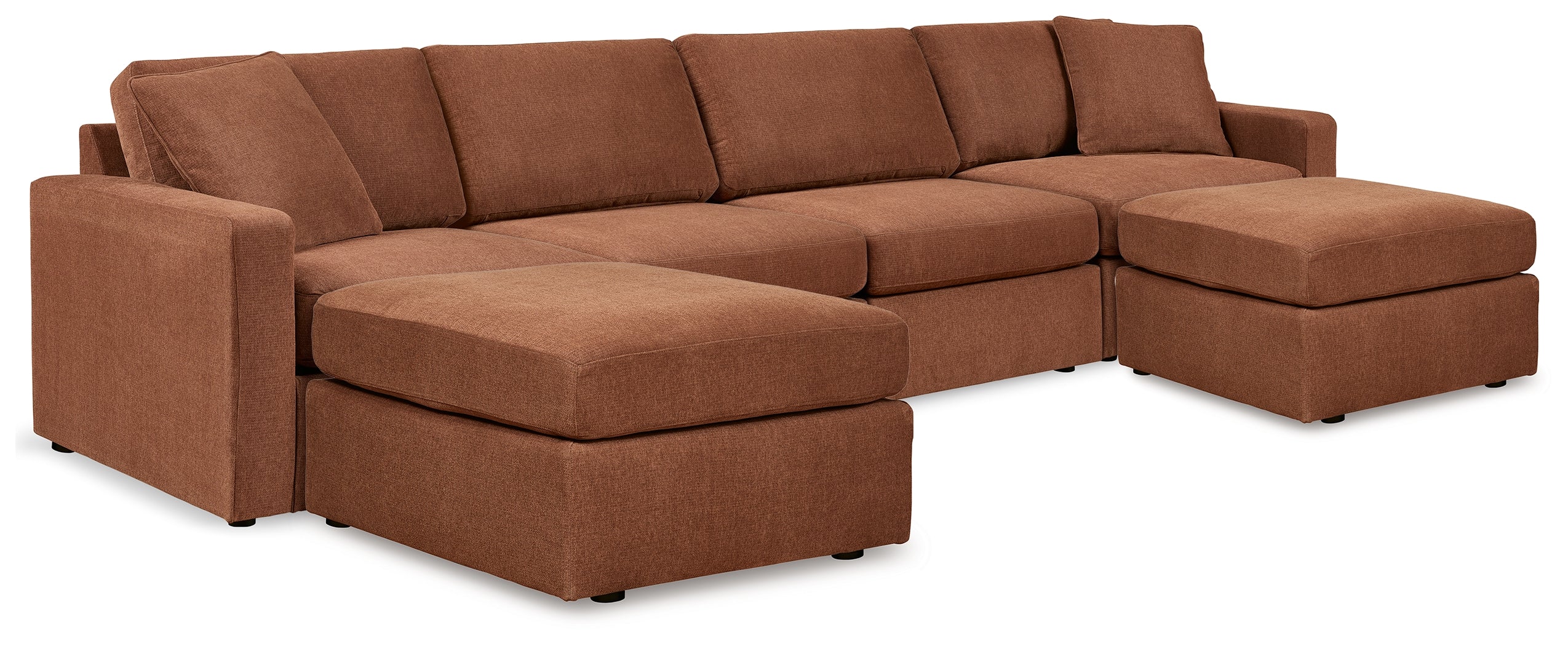 Diamond Furniture - Ashley Furniture - Modmax 4-Piece Sectional and 2 Ottomans - 4-Piece Sectional and 2 Ottomans / Spice - 92102U1