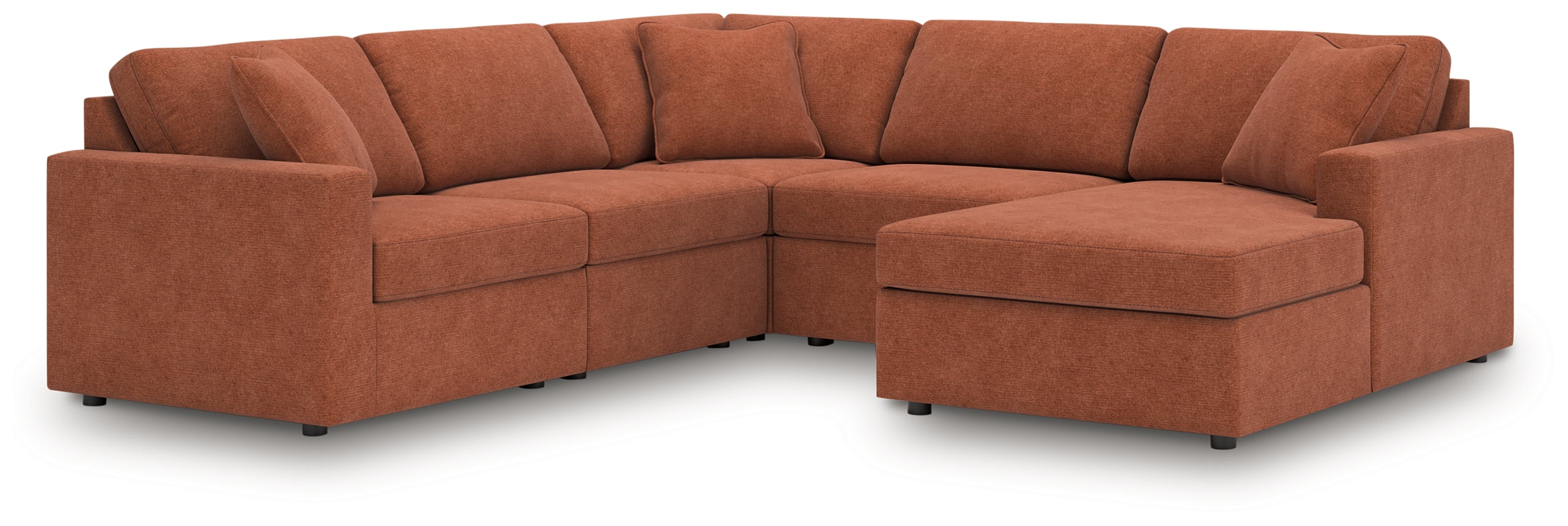 Diamond Furniture - Ashley Furniture - Modmax 5-Piece Sectional with Chaise - RAF 5-Piece Sectional with Chaise / Spice - 92102S68