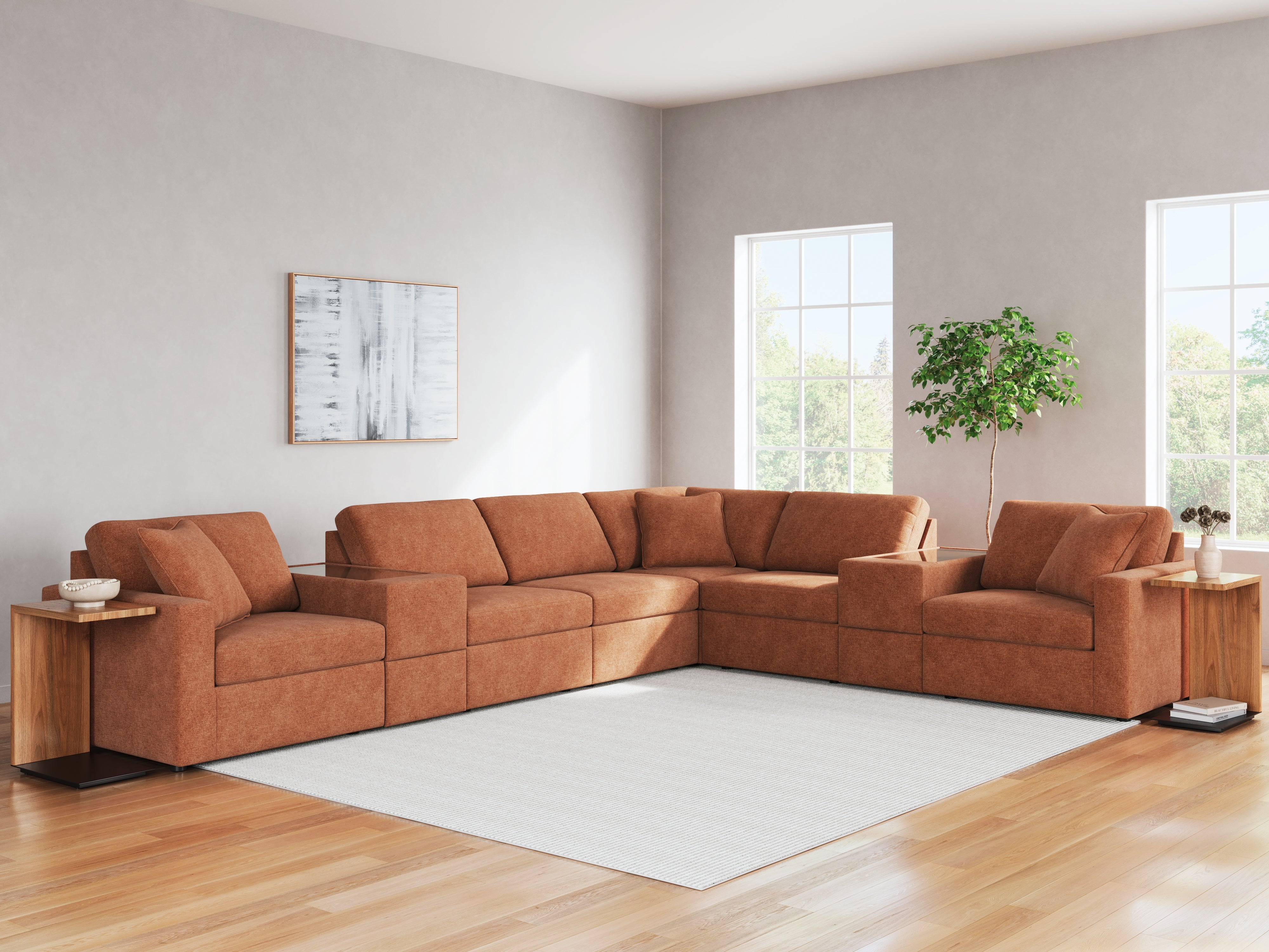 Diamond Furniture - Ashley Furniture - Modmax Sectional - RAF 8-Piece Sectional / Spice - 92102S11