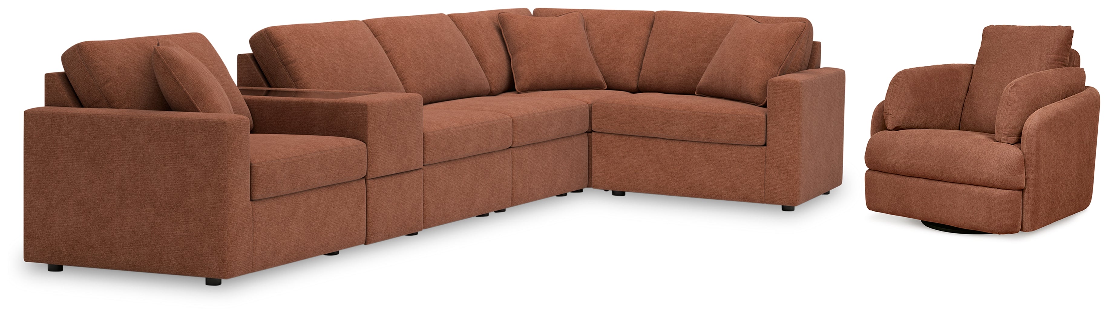 Diamond Furniture - Ashley Furniture - Modmax 6-Piece Sectional and Swivel Glider Recliner - 6-Piece Sectional and Swivel Glider Recliner / Spice - 92102U17