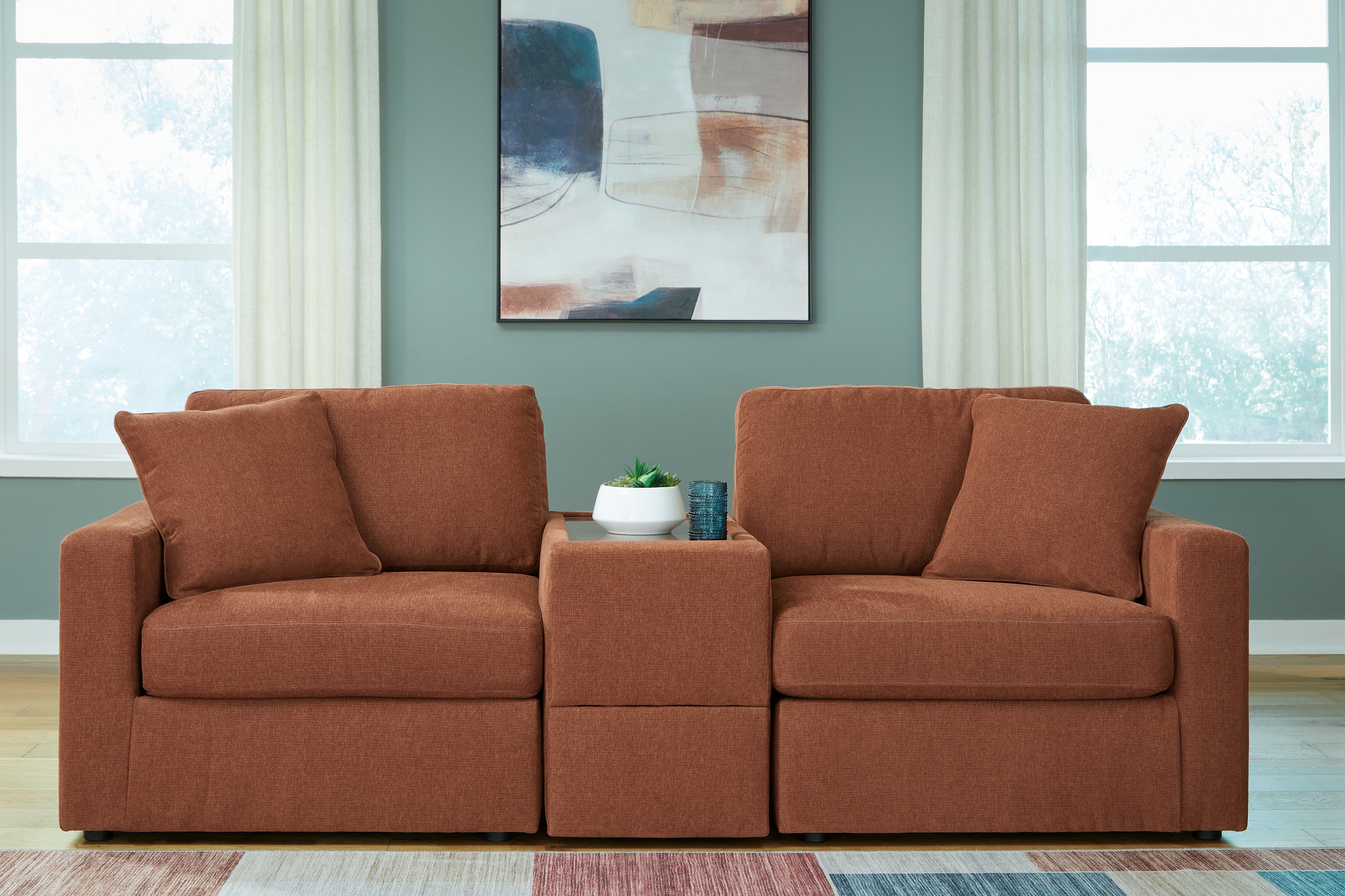 Diamond Furniture - Ashley Furniture - Modmax 3-Piece Sectional - RAF 3-Piece Sectional / Spice - 92102S3