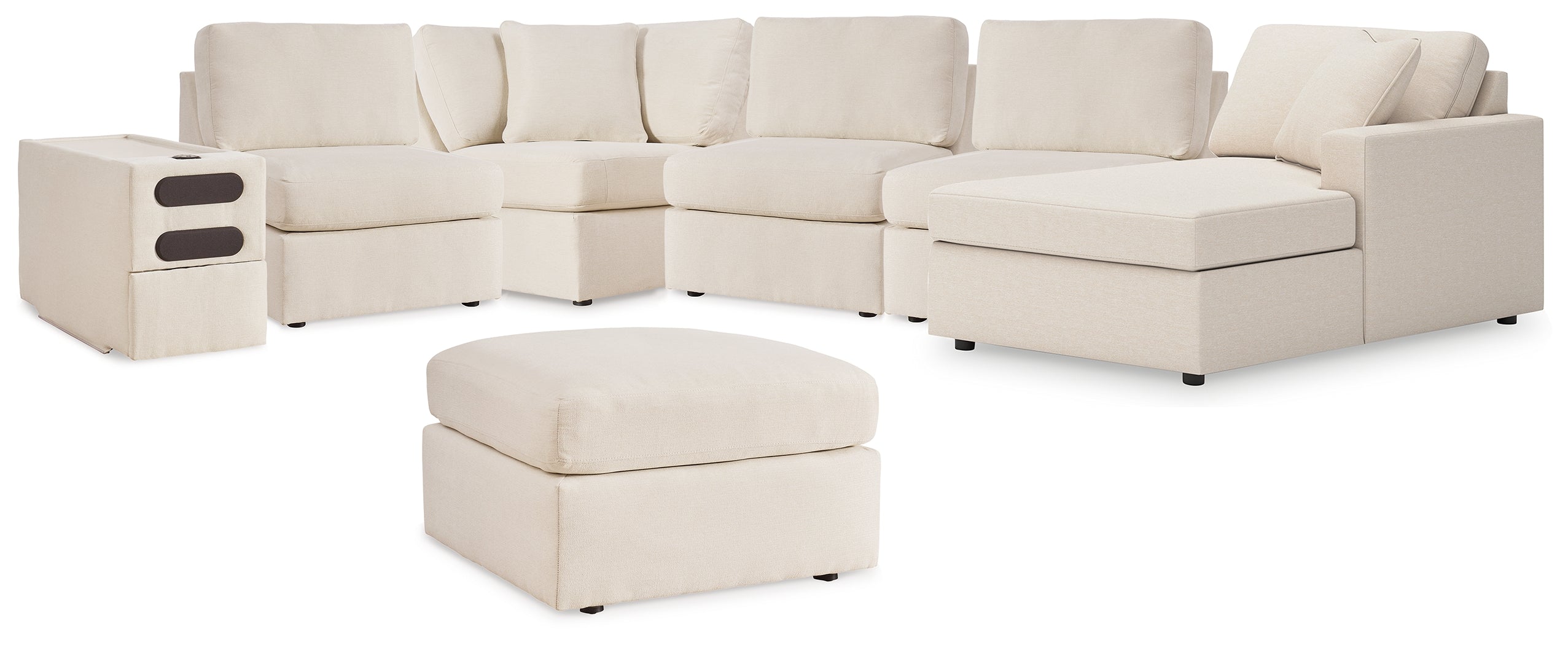 Diamond Furniture - Ashley Furniture - Modmax 6-Piece Sectional with Chaise and Ottoman - 6-Piece Sectional with Chaise and Ottoman / Oyster - 92103U10