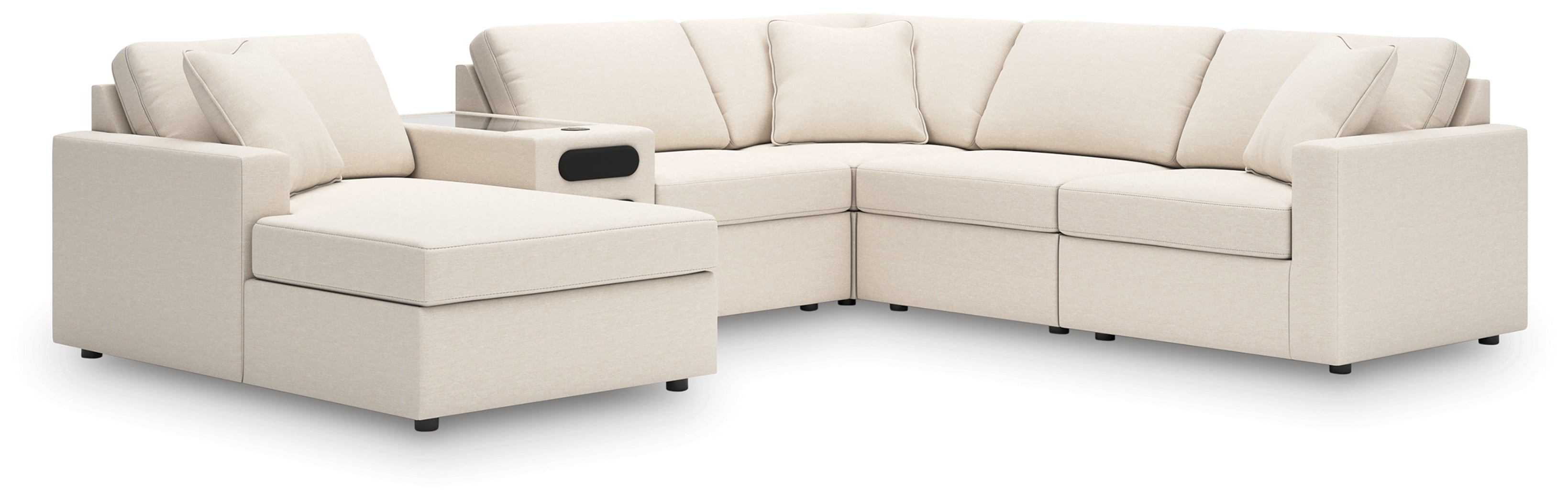 Diamond Furniture - Ashley Furniture - Modmax 6-Piece Sectional with Audio System and Chaise - RAF 6-Piece Sectional with Audio System and Chaise / Oyster - 92103S50