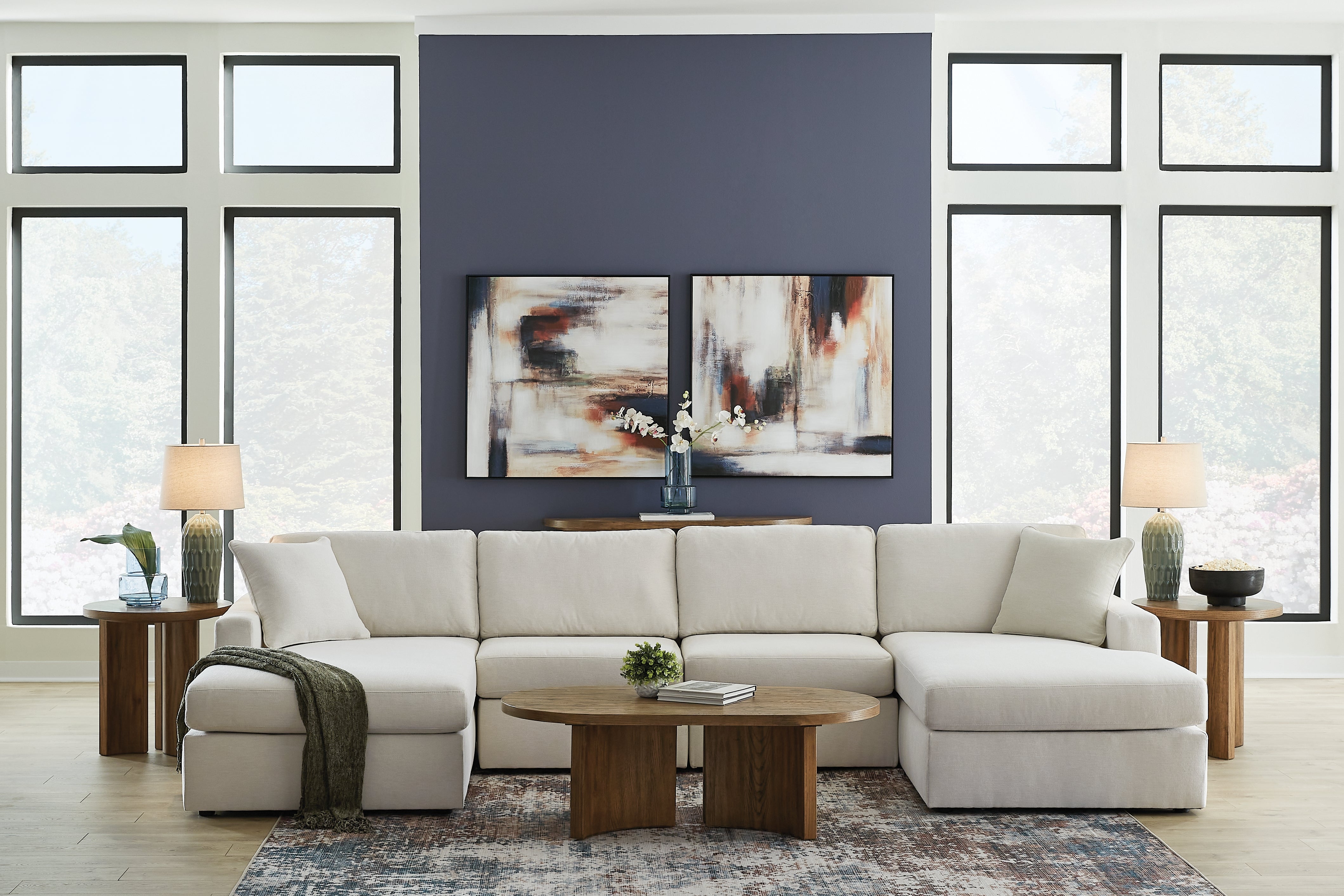 Diamond Furniture - Ashley Furniture - Modmax Sectional - RAF 4-Piece Sectional with Chaise / Oyster - 92103S19