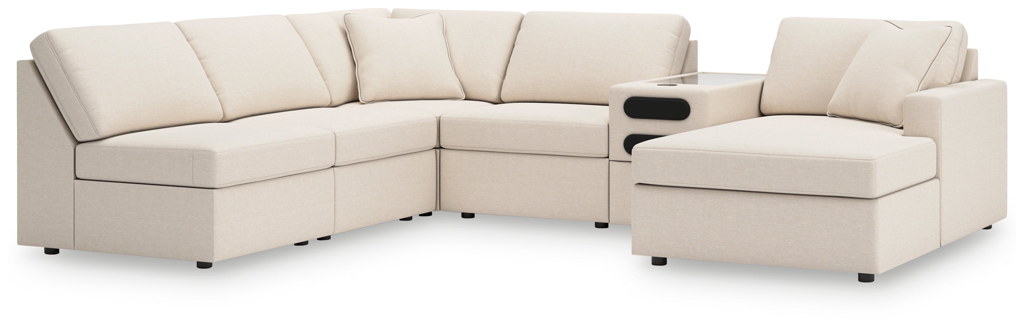 Diamond Furniture - Ashley Furniture - Modmax Sectional - 6-Piece Sectional with Chaise and Audio Console / Oyster - 92103S25