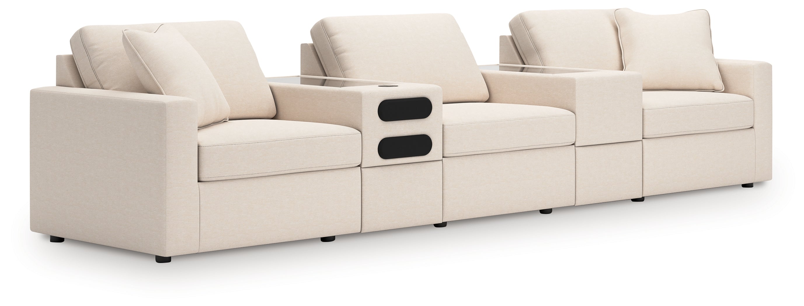 Diamond Furniture - Ashley Furniture - Modmax 5-Piece Sectional with Audio System - RAF 5-Piece Sectional with Audio System / Oyster - 92103S64