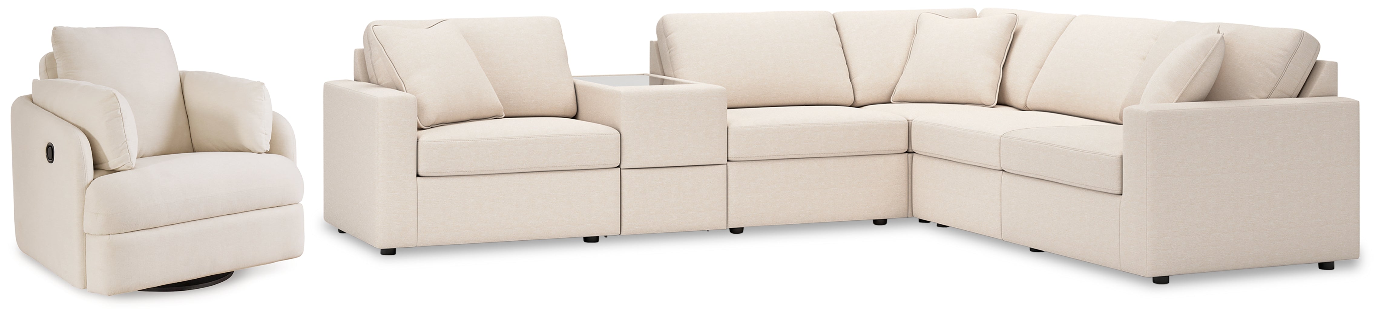 Diamond Furniture - Ashley Furniture - Modmax 6-Piece Sectional and Swivel Glider Recliner - 6-Piece Sectional and Swivel Glider Recliner / Oyster - 92103U17