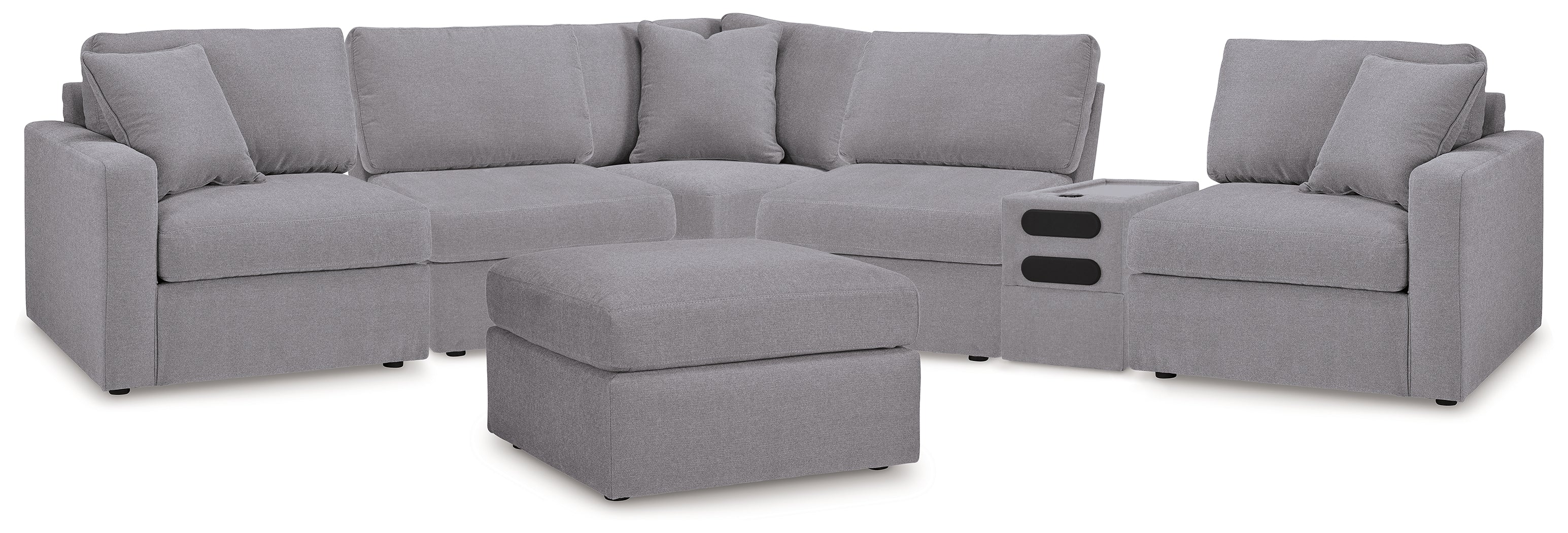 Diamond Furniture - Ashley Furniture - Modmax 6-Piece Sectional and Oversized Accent Ottoman - 6-Piece Sectional and Oversized Accent Ottoman / Granite - 92104U25
