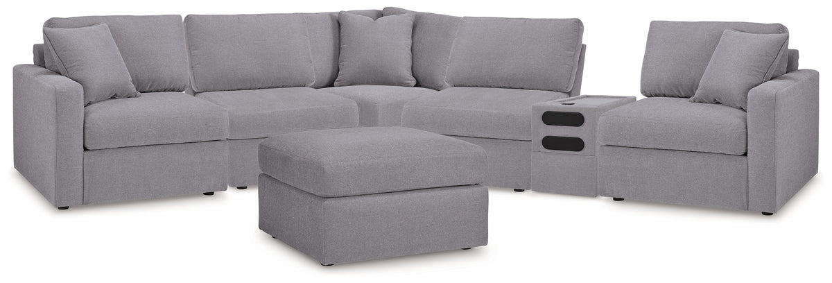 Diamond Furniture - Ashley Furniture - Modmax 6-Piece Sectional and Oversized Accent Ottoman - 6-Piece Sectional and Oversized Accent Ottoman / Granite - 92104U25
