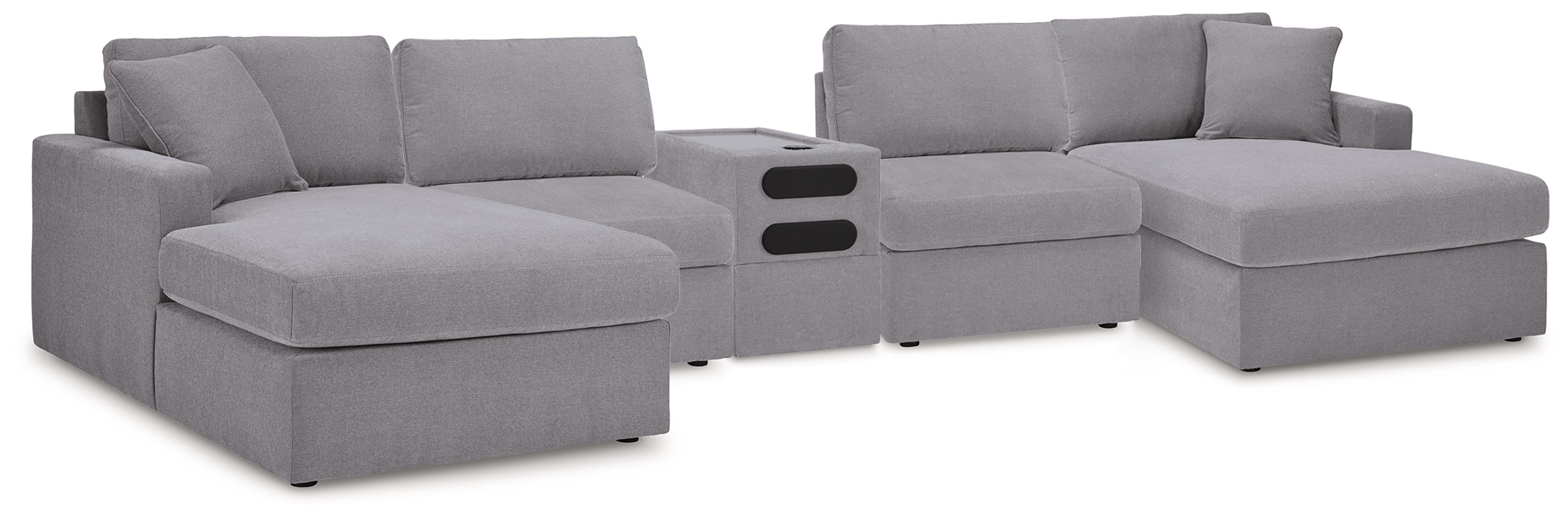 Diamond Furniture - Ashley Furniture - Modmax 5 Piece Sectional with Audio Console - RAF 5 Piece Sectional with Audio Console / Granite - 92104S70