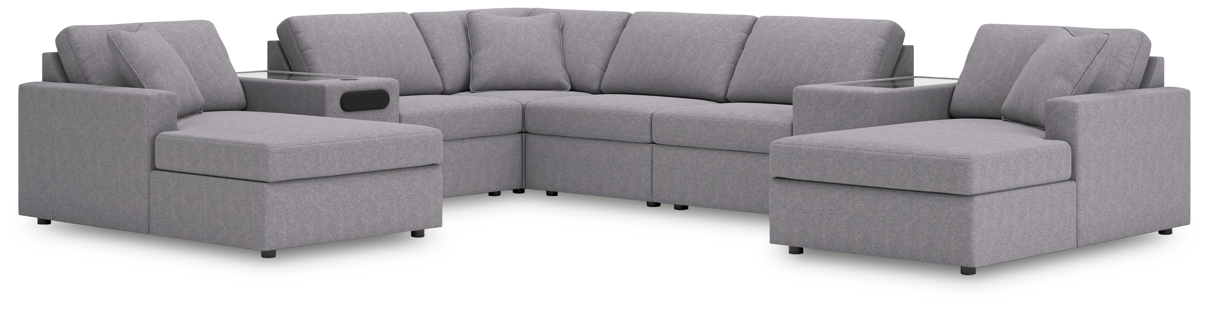 Diamond Furniture - Ashley Furniture - Modmax Sectional - RAF 8-Piece Sectional with Chaise / Granite - 92104S31