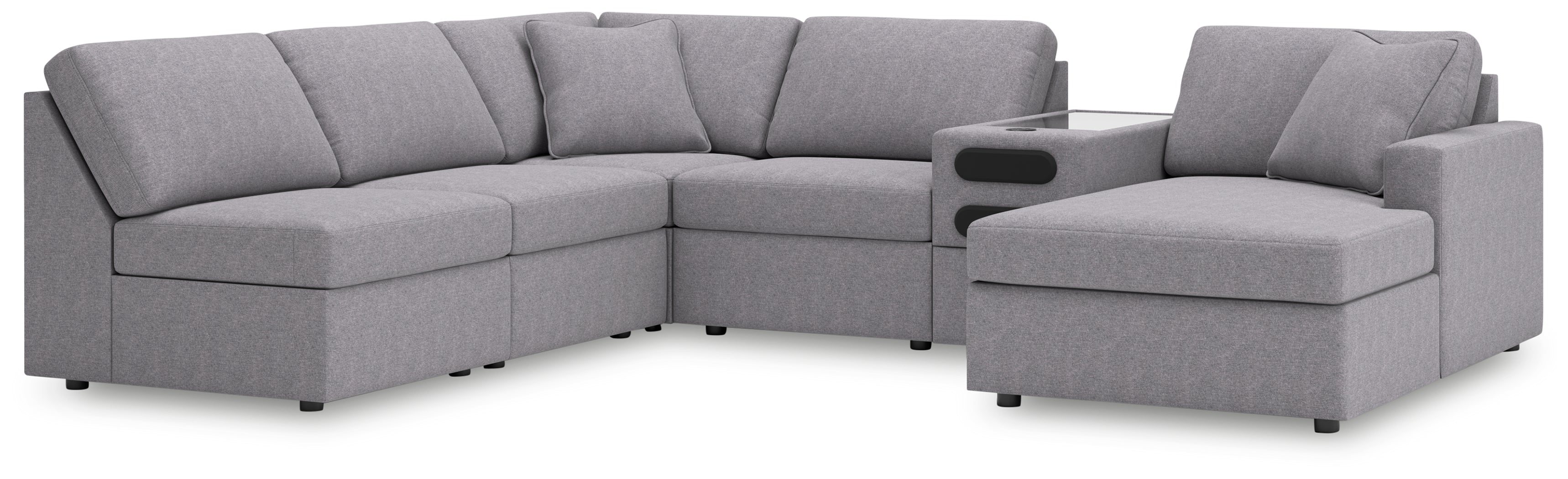 Diamond Furniture - Ashley Furniture - Modmax Sectional - 6-Piece Sectional with Chaise and Audio Console / Granite - 92104S25