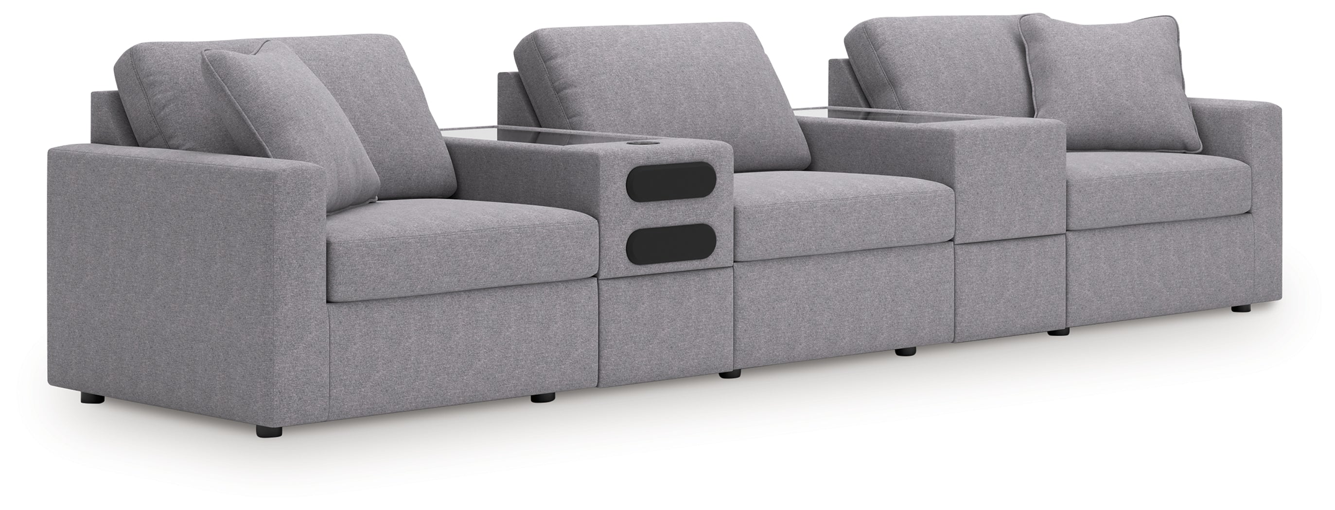 Diamond Furniture - Ashley Furniture - Modmax 5-Piece Sectional with Audio System - RAF 5-Piece Sectional with Audio System / Granite - 92104S64