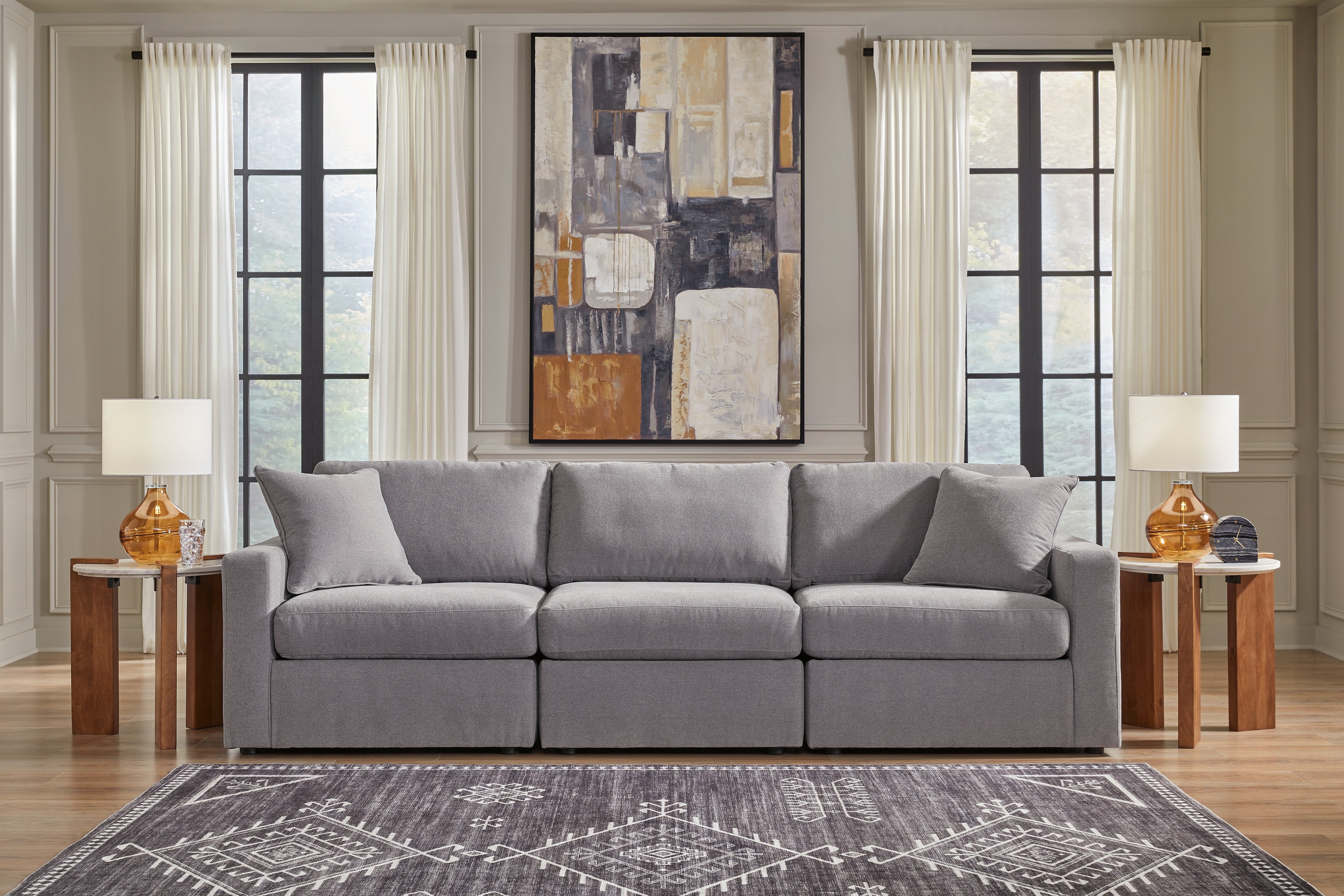Diamond Furniture - Ashley Furniture - Modmax Sectional - RAF 3-Piece Sectional / Granite - 92104S2