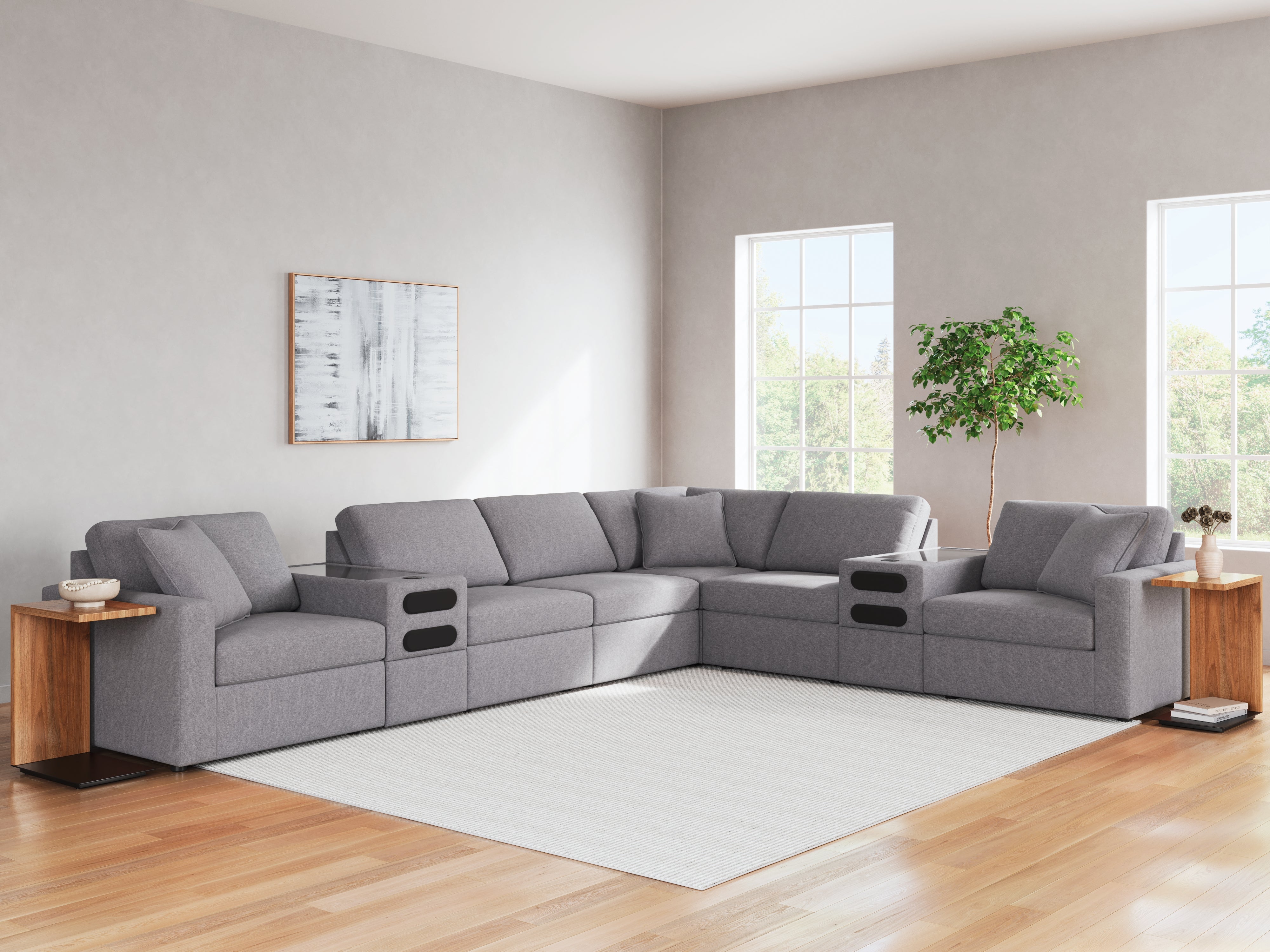 Diamond Furniture - Ashley Furniture - Modmax 8-Piece Sectional - RAF 8-Piece Sectional / Granite - 92104S16