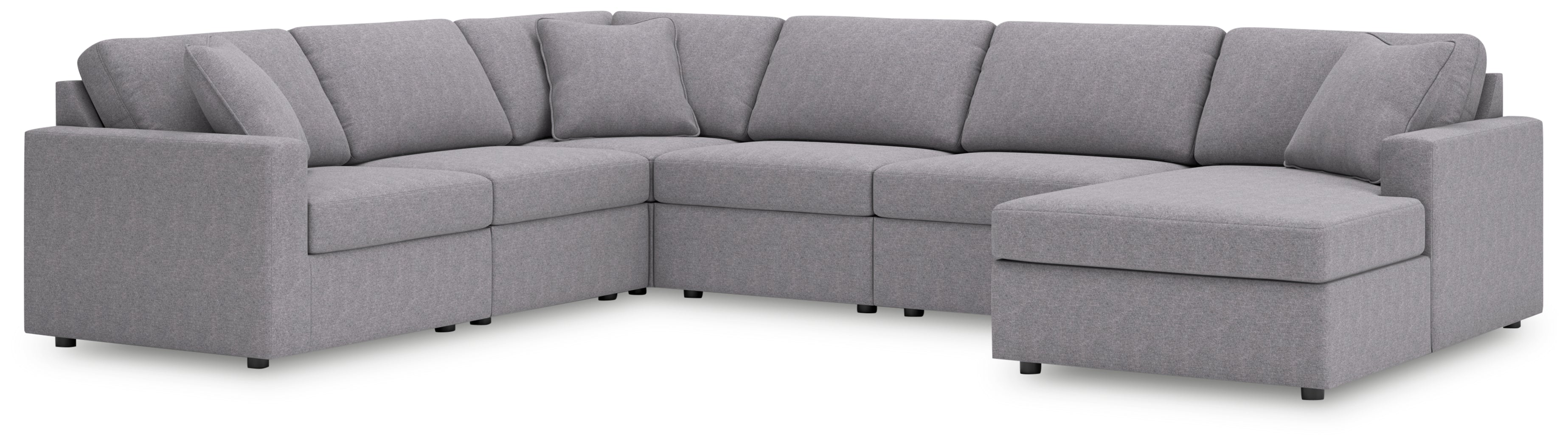 Diamond Furniture - Ashley Furniture - Modmax 6-Piece Sectional with Chaise - RAF 6-Piece Sectional with Chaise / Granite - 92104S46