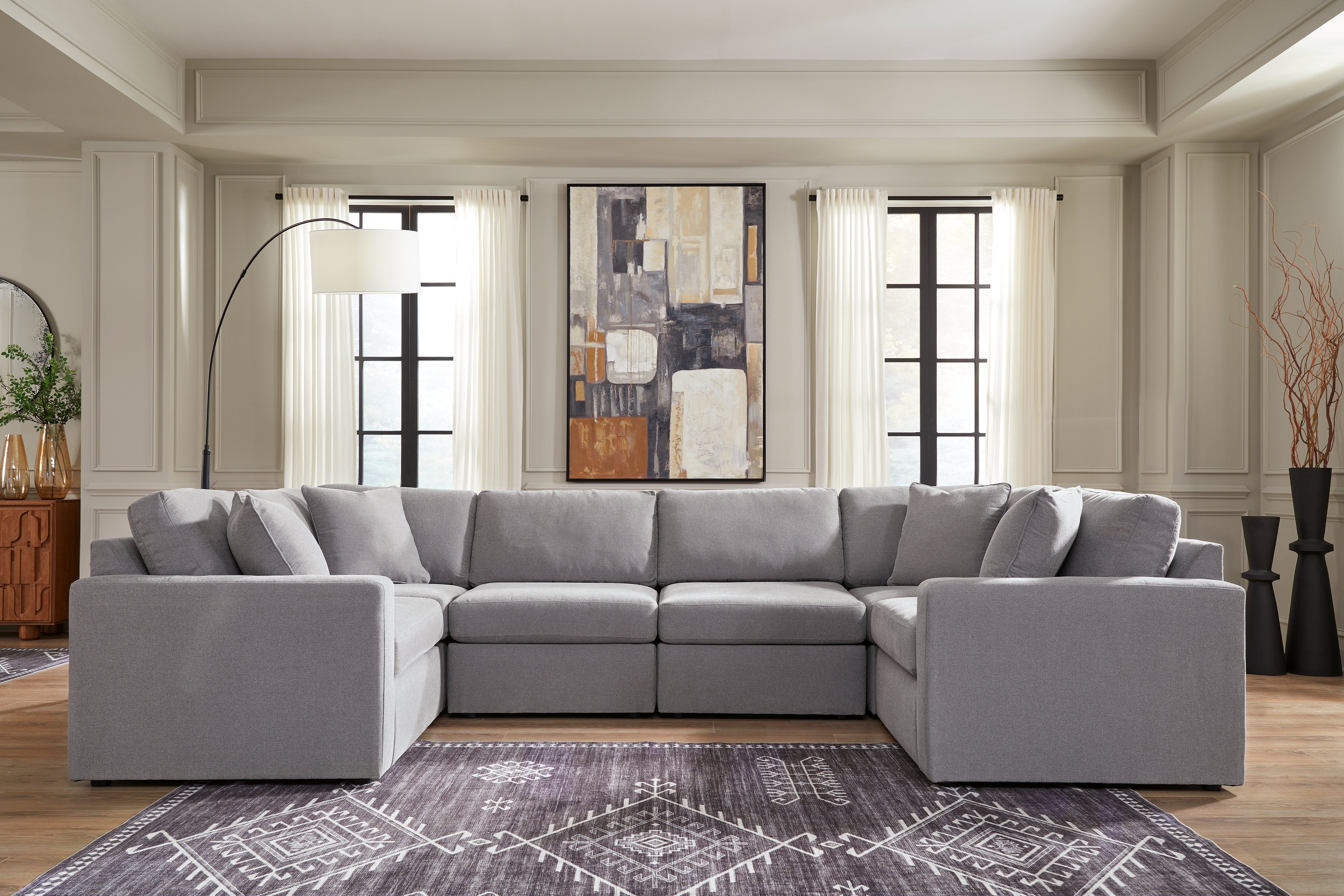 Diamond Furniture - Ashley Furniture - Modmax Sectional - RAF 6-Piece Sectional / Granite - 92104S8