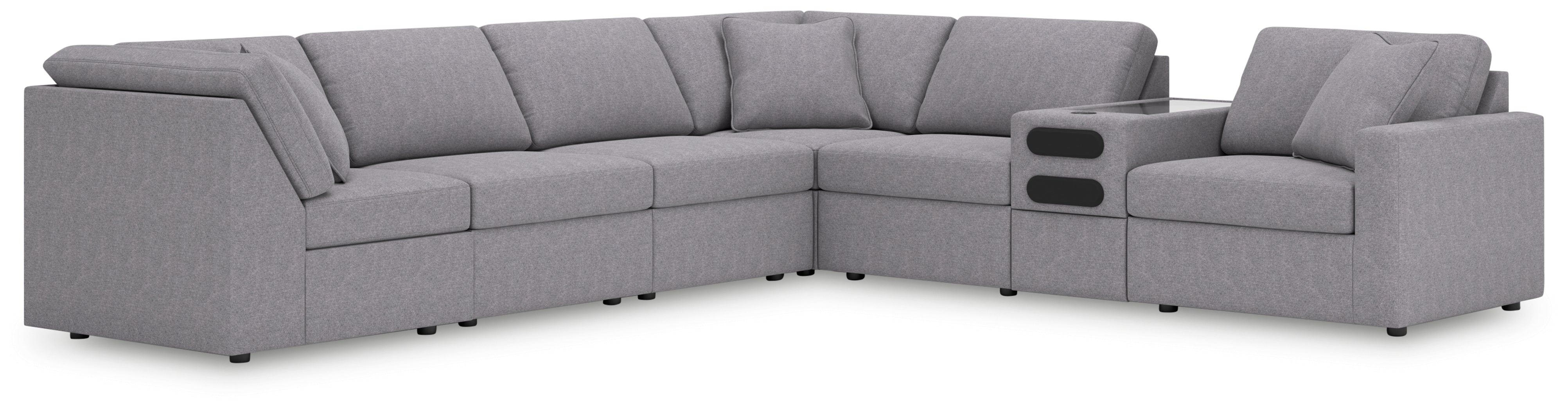 Diamond Furniture - Ashley Furniture - Modmax 7-Piece Sectional - 7-Piece Sectional with Audio Console / Granite - 92104S34