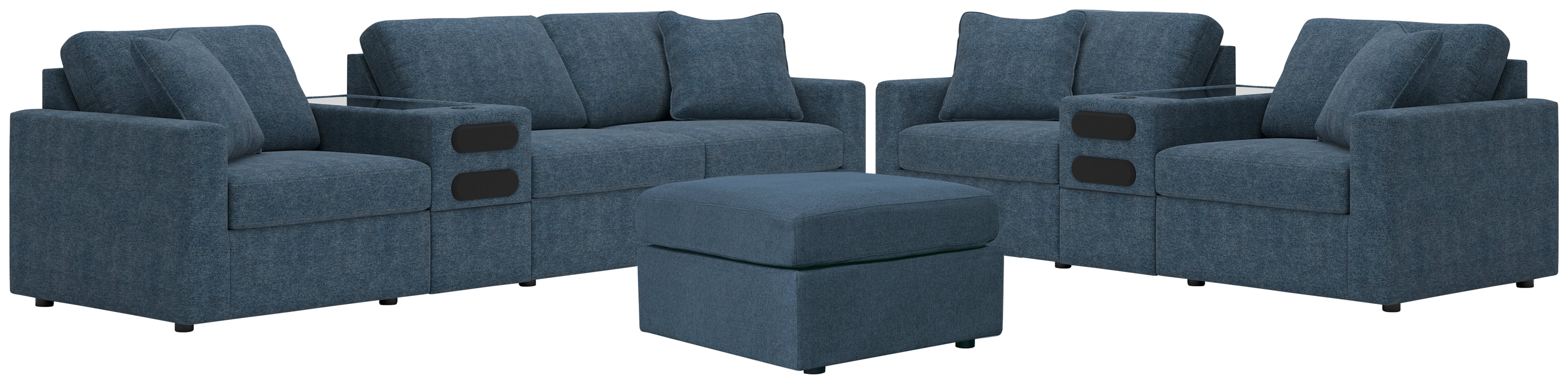 Diamond Furniture - Ashley Furniture - Modmax 4-Piece Sectional Sofa, 3-Piece Sectional Loveseat and Ottoman - 4-Piece Sectional Sofa, 3-Piece Sectional Loveseat and Ottoman / Ink - 92121U25
