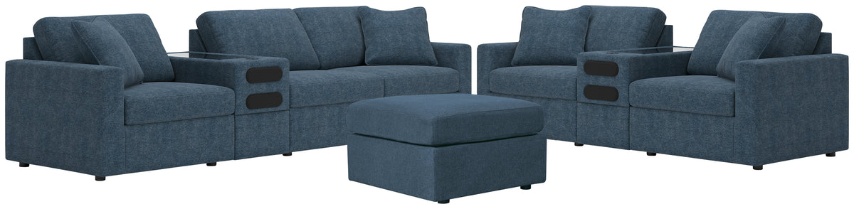 Diamond Furniture - Ashley Furniture - Modmax 4-Piece Sectional Sofa, 3-Piece Sectional Loveseat and Ottoman - 4-Piece Sectional Sofa, 3-Piece Sectional Loveseat and Ottoman / Ink - 92121U25
