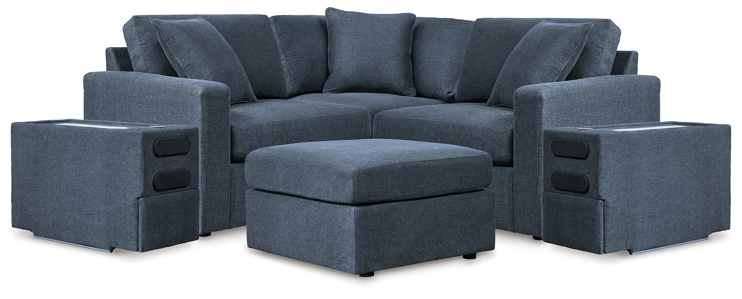 Diamond Furniture - Ashley Furniture - Modmax 5-Piece Sectional with Audio Console and Ottoman - 5-Piece Sectional with Audio Console and Ottoman / Ink - 92121U24