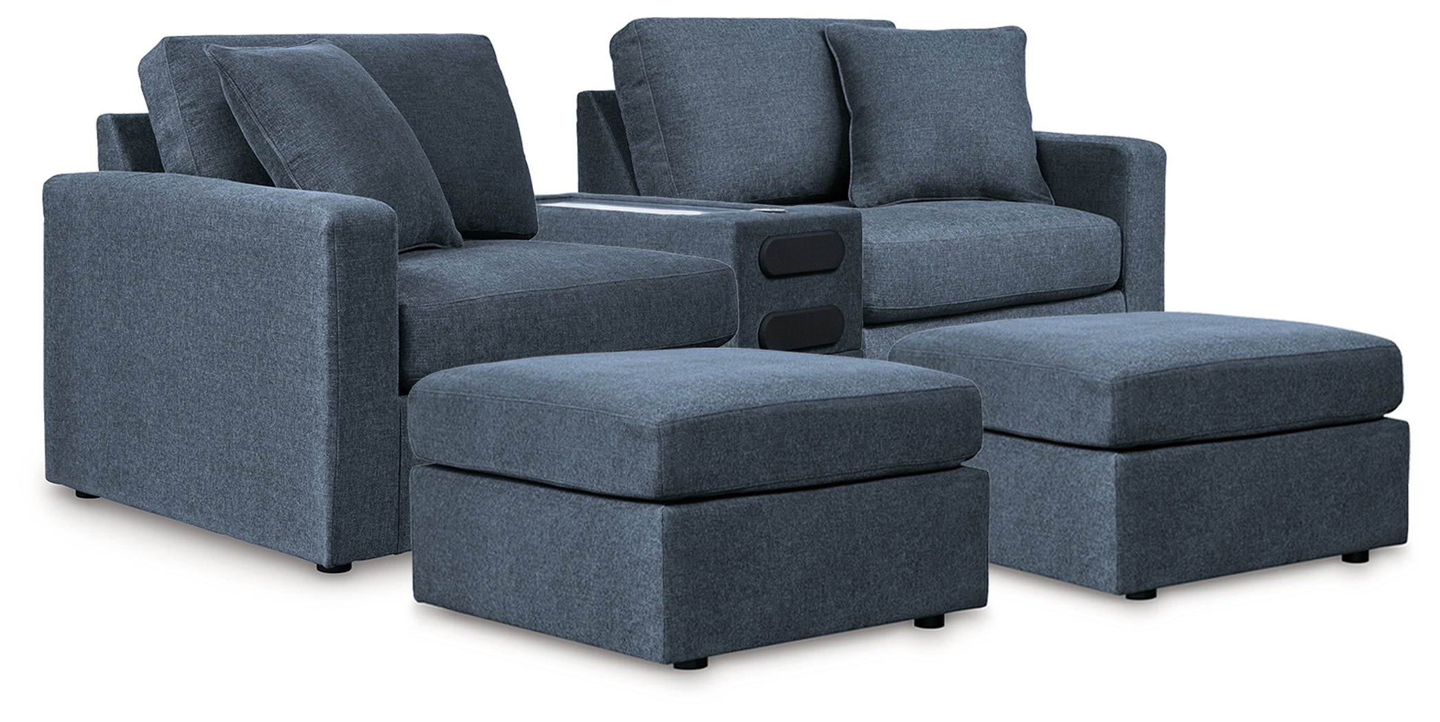 Diamond Furniture - Ashley Furniture - Modmax 3-Piece Sectional and 2 Ottomans - 3-Piece Sectional and 2 Ottomans / Ink - 92121U26