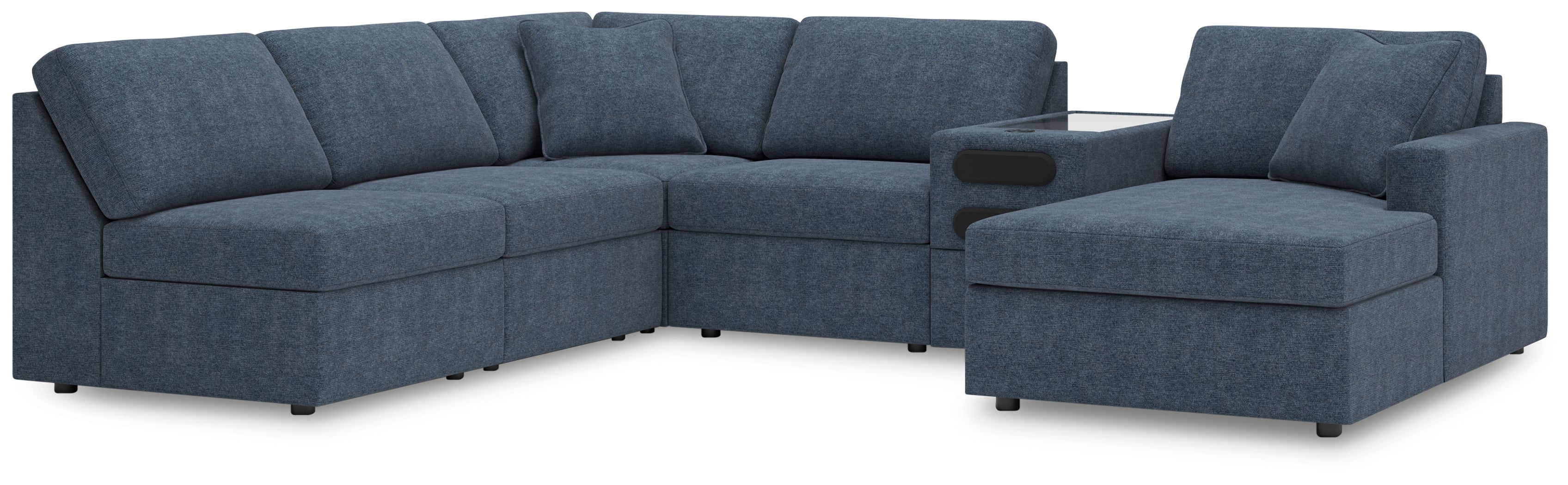 Diamond Furniture - Ashley Furniture - Modmax 6-Piece Sectional with Chaise - 6-Piece Sectional with Chaise and Audio Console / Ink - 92121S25
