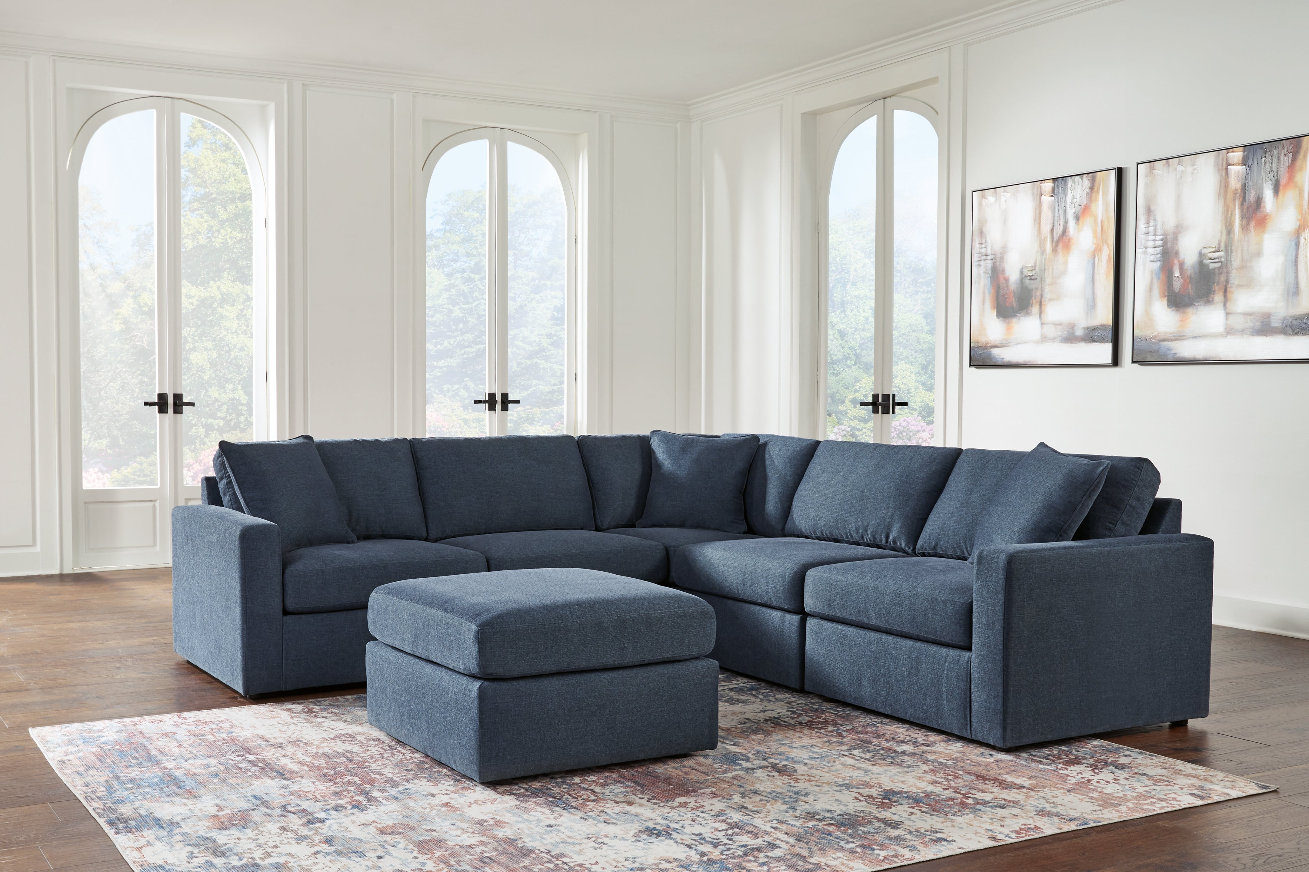 Diamond Furniture - Ashley Furniture - Modmax 5-Piece Sectional and Ottoman - 5-Piece Sectional and Ottoman / Ink - 92121U14