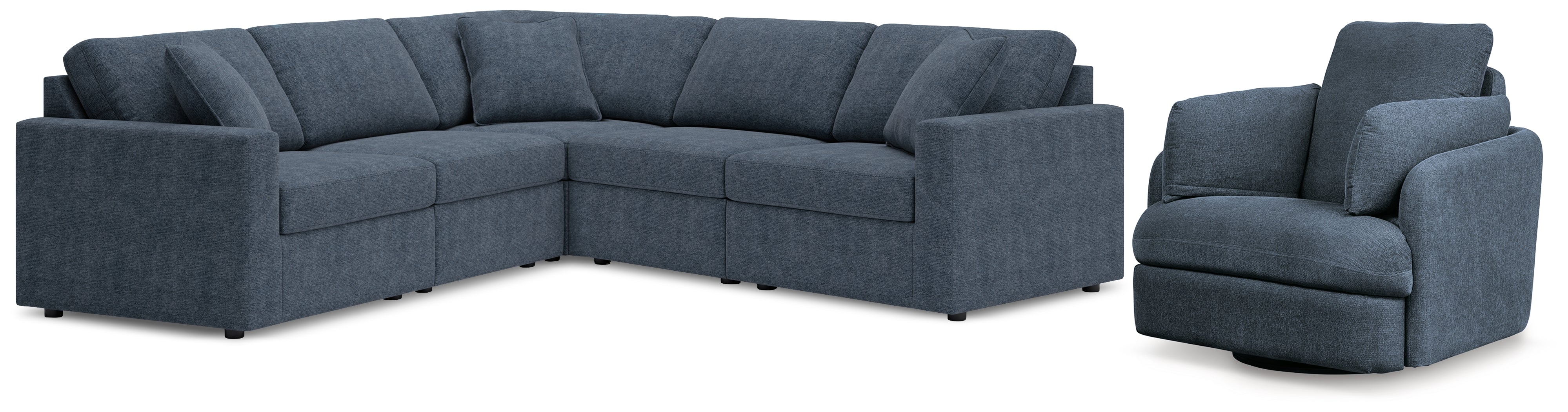 Diamond Furniture - Ashley Furniture - Modmax 5-Piece Sectional and Swivel Glider Recliner - 5-Piece Sectional and Swivel Glider Recliner / Ink - 92121U15