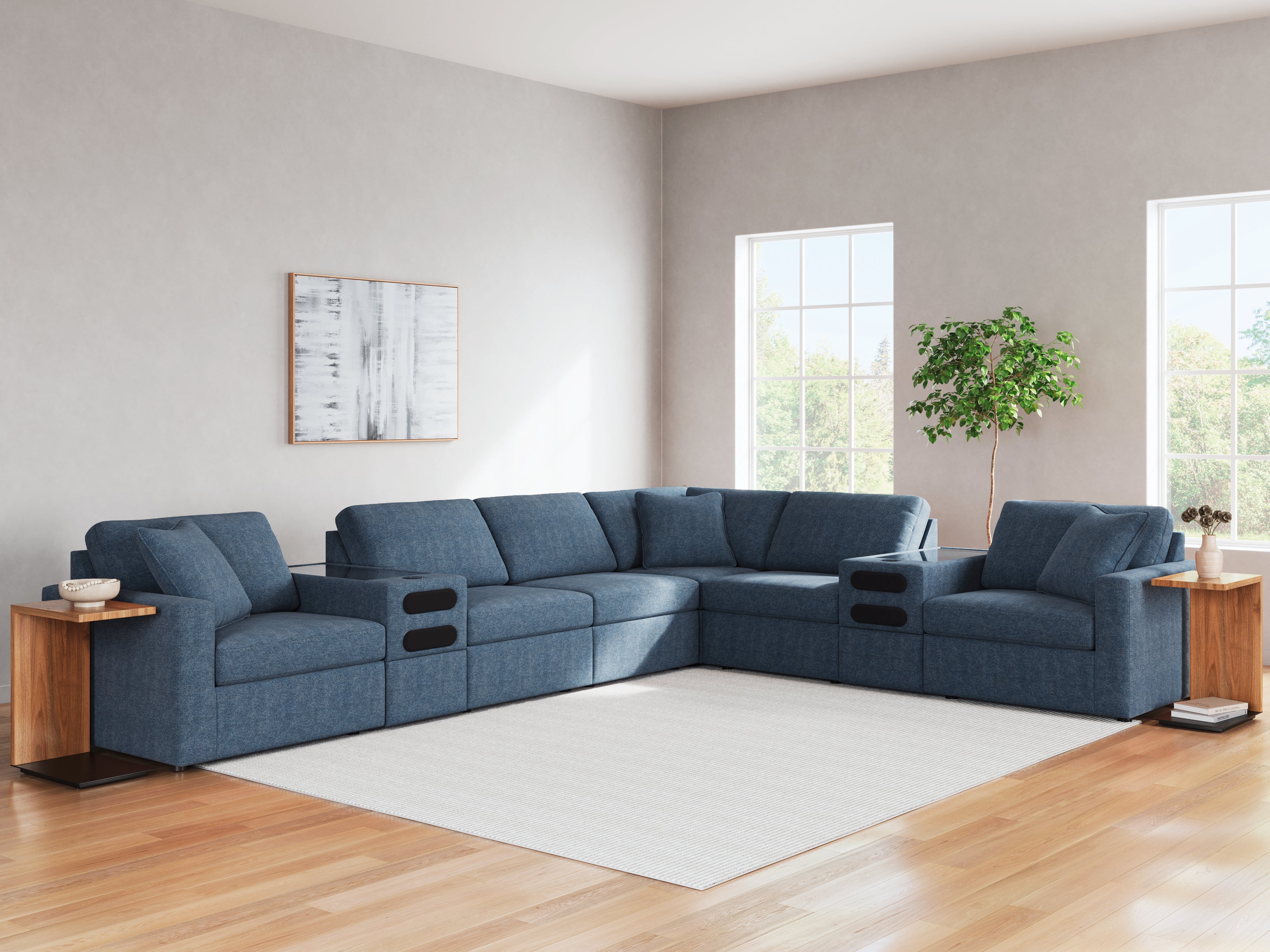 Diamond Furniture - Ashley Furniture - Modmax 8-Piece Sectional - RAF 8-Piece Sectional / Ink - 92121S16