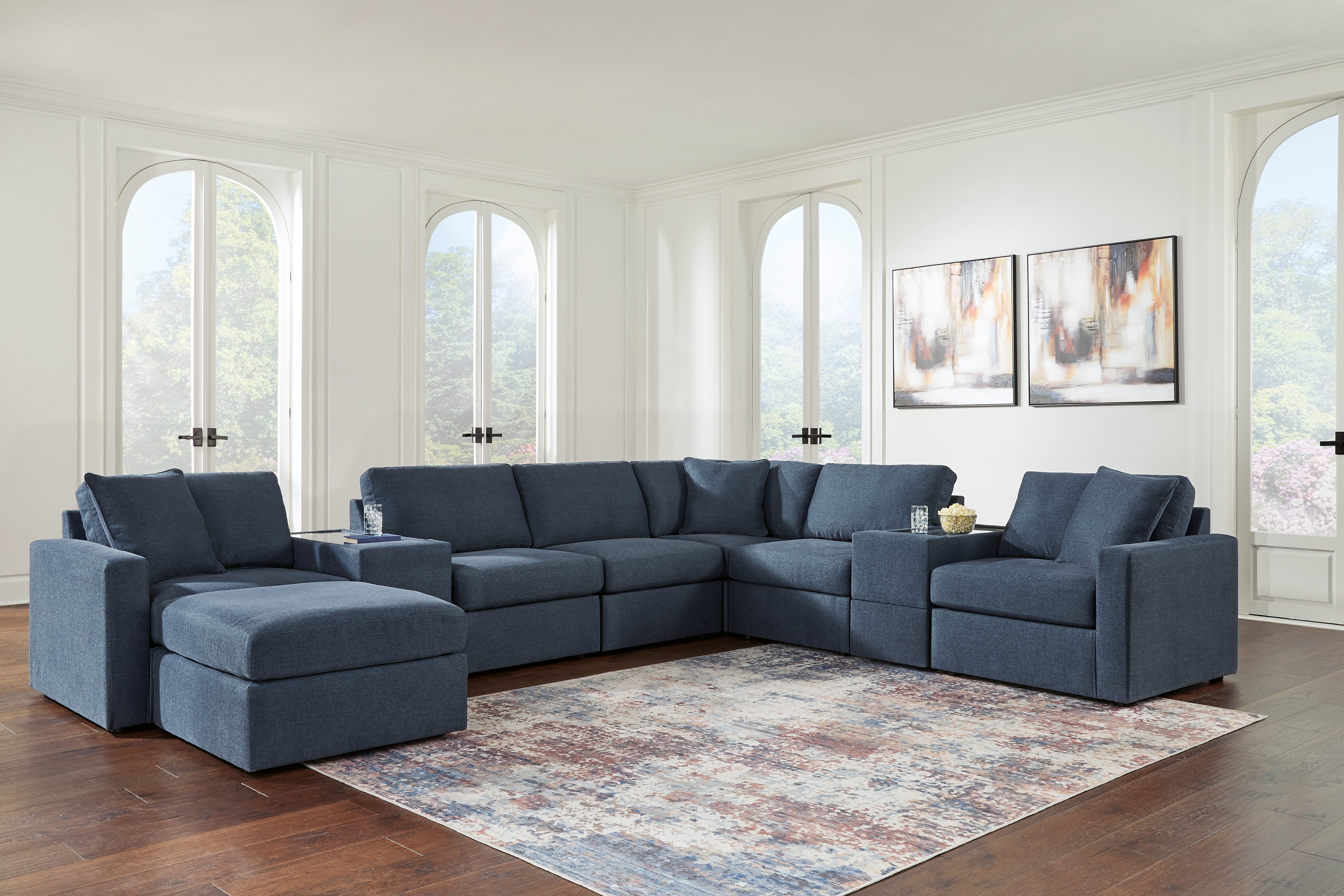 Diamond Furniture - Ashley Furniture - Modmax 8-Piece Sectional and Ottoman - 8-Piece Sectional and Ottoman / Ink - 92121U3