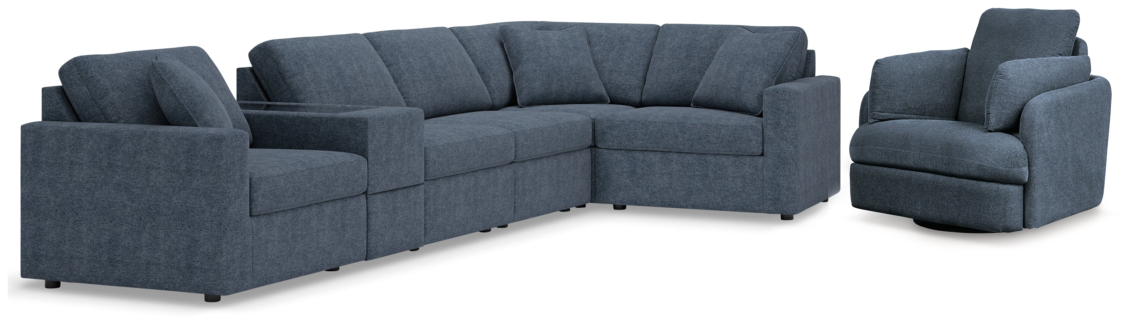 Diamond Furniture - Ashley Furniture - Modmax 6-Piece Sectional and Swivel Glider Recliner - 6-Piece Sectional and Swivel Glider Recliner / Ink - 92121U17
