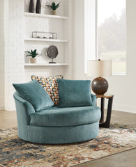 Diamond Furniture - Ashley Furniture - Laylabrook Living Room - Oversized Swivel Accent Chair / Teal - 9220621