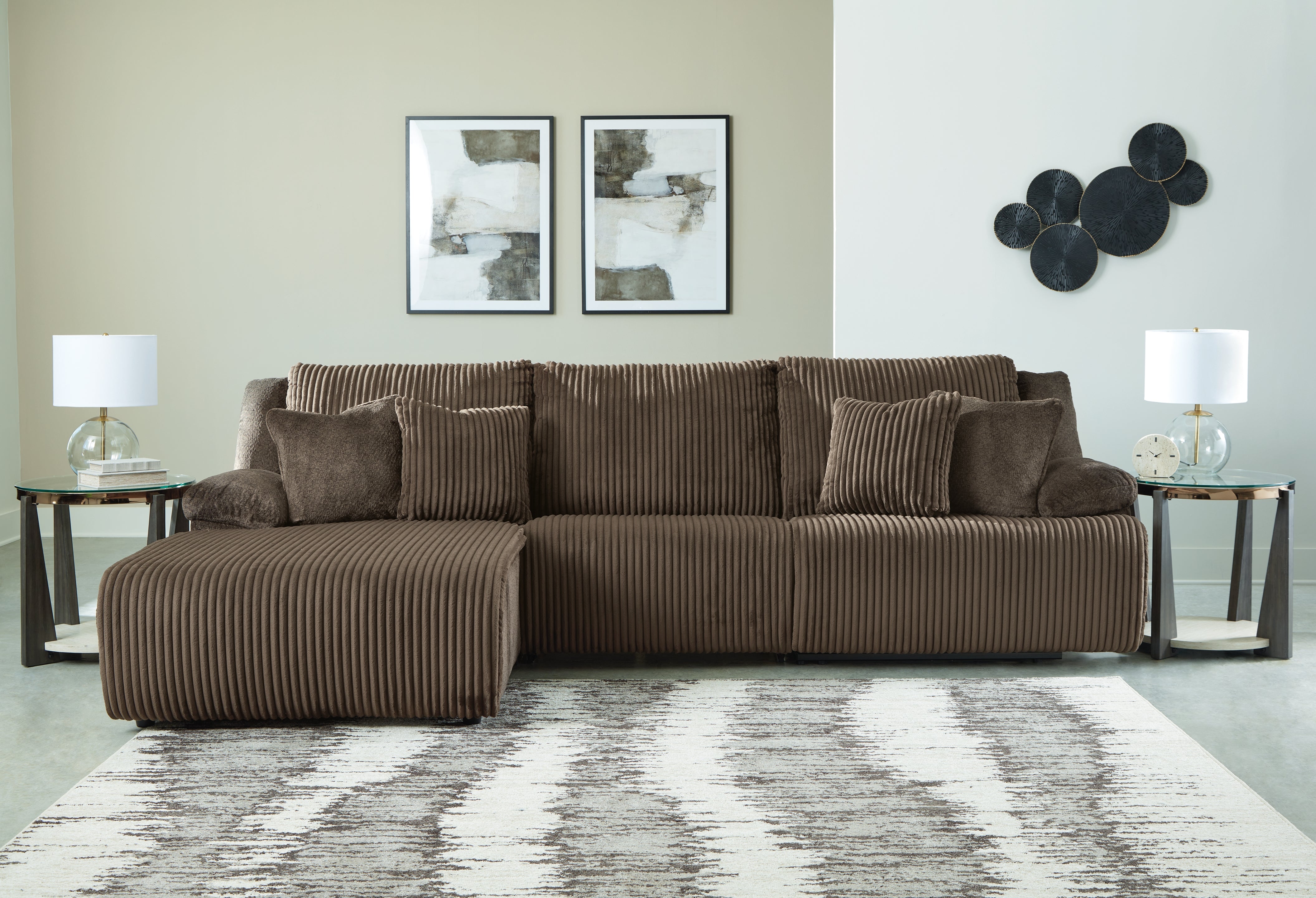 Diamond Furniture - Ashley Furniture - Top Tier 3-Piece Reclining Sectional Sofa Chaise - 3-Piece Reclining Sectional Sofa Chaise / Chocolate - 92705S7