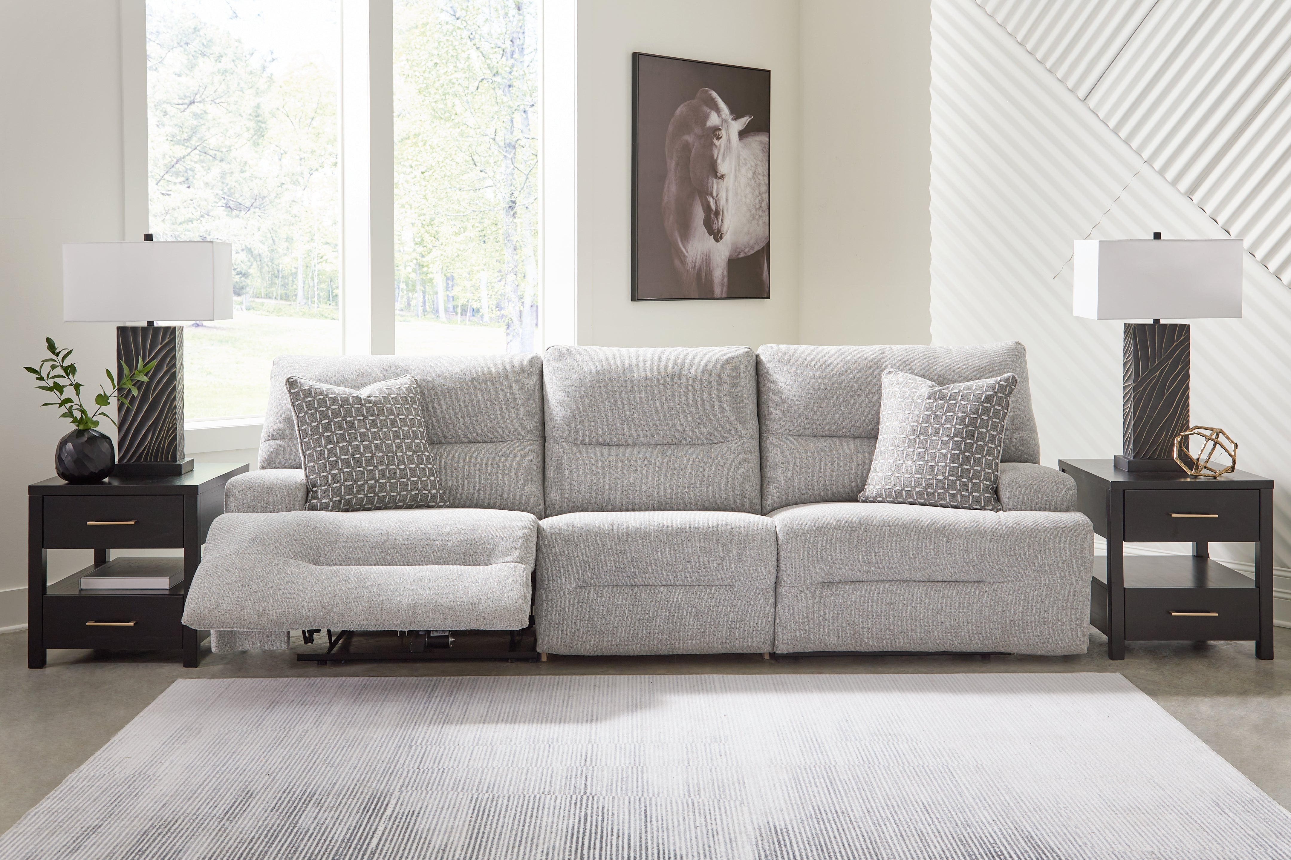 Diamond Furniture - Ashley Furniture - Acklen Place 3-Piece Power Reclining Sectional Sofa - 3-Piece Power Reclining Sectional Sofa / Pewter - 93605S18